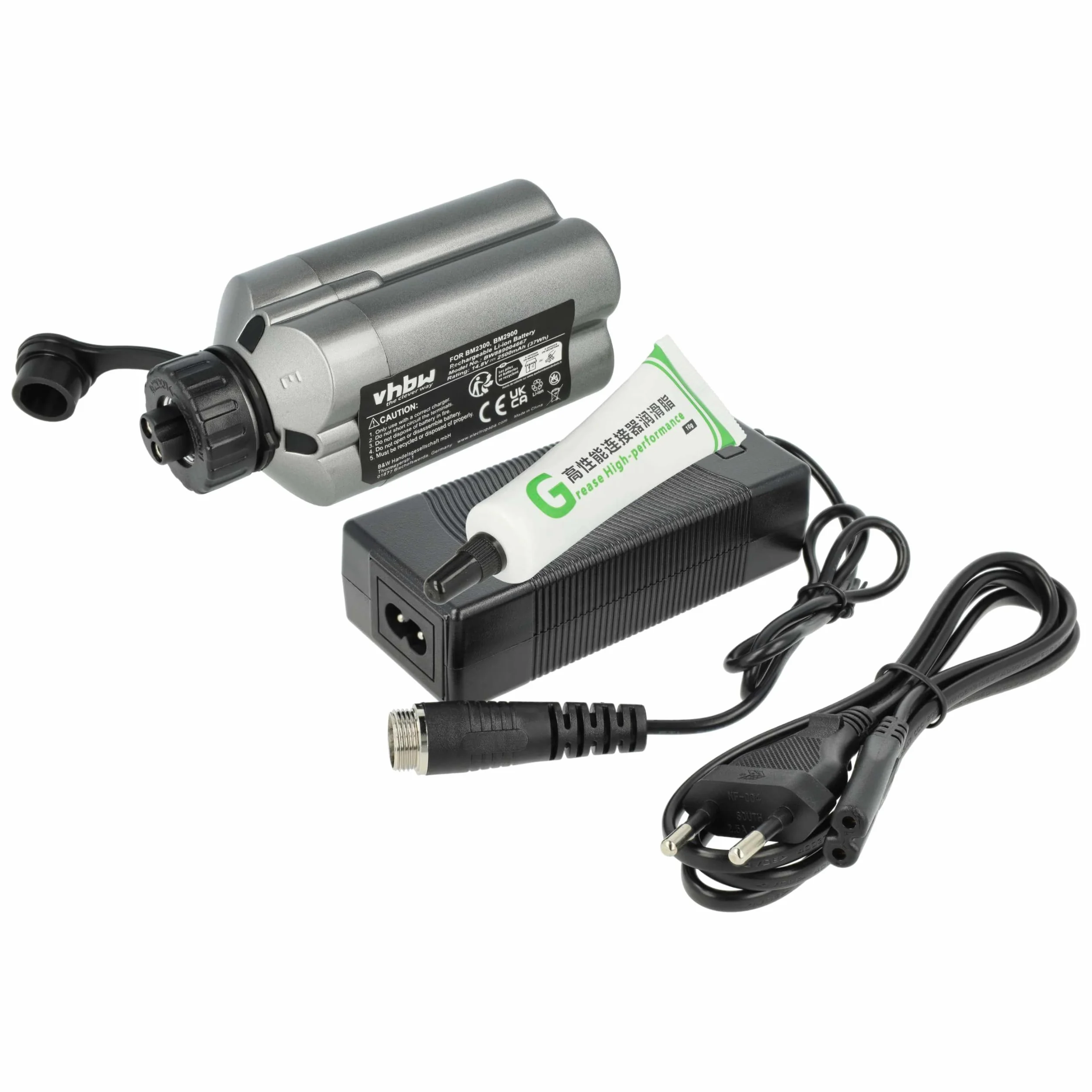vhbw Ładowarka wraz z baterią (2500 mAh) kompatybilna z akumulatorami litowo-jonowymi Shimano PLEMIO 3000