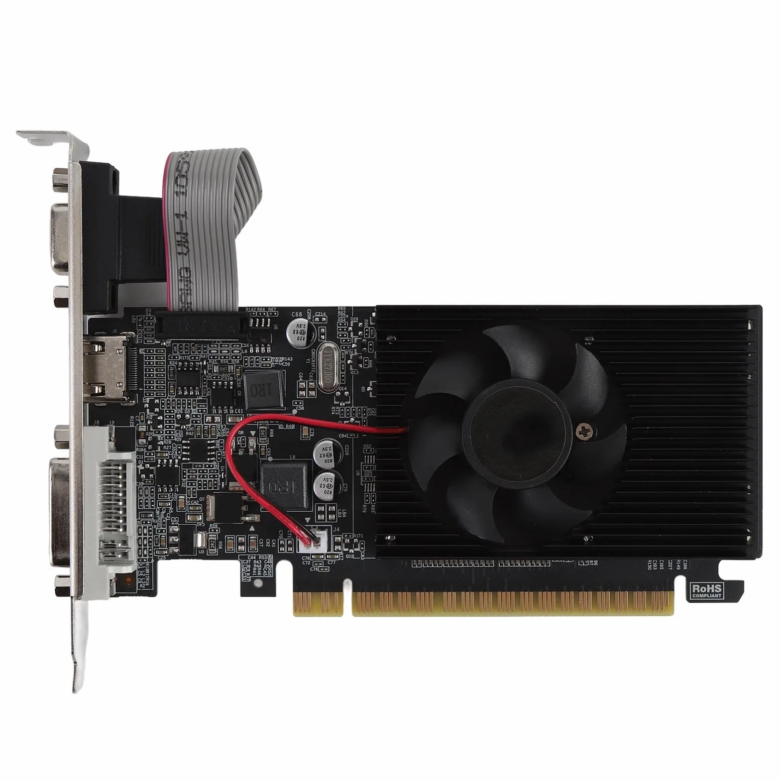 Karta Graficzna do Gier, 2 GB Pamięci Wideo DDR3, Karta Graficzna do Komputera PC, z Interfejsem Multimedialnym HD Port VGA DVI Komputera Stacjonarnego