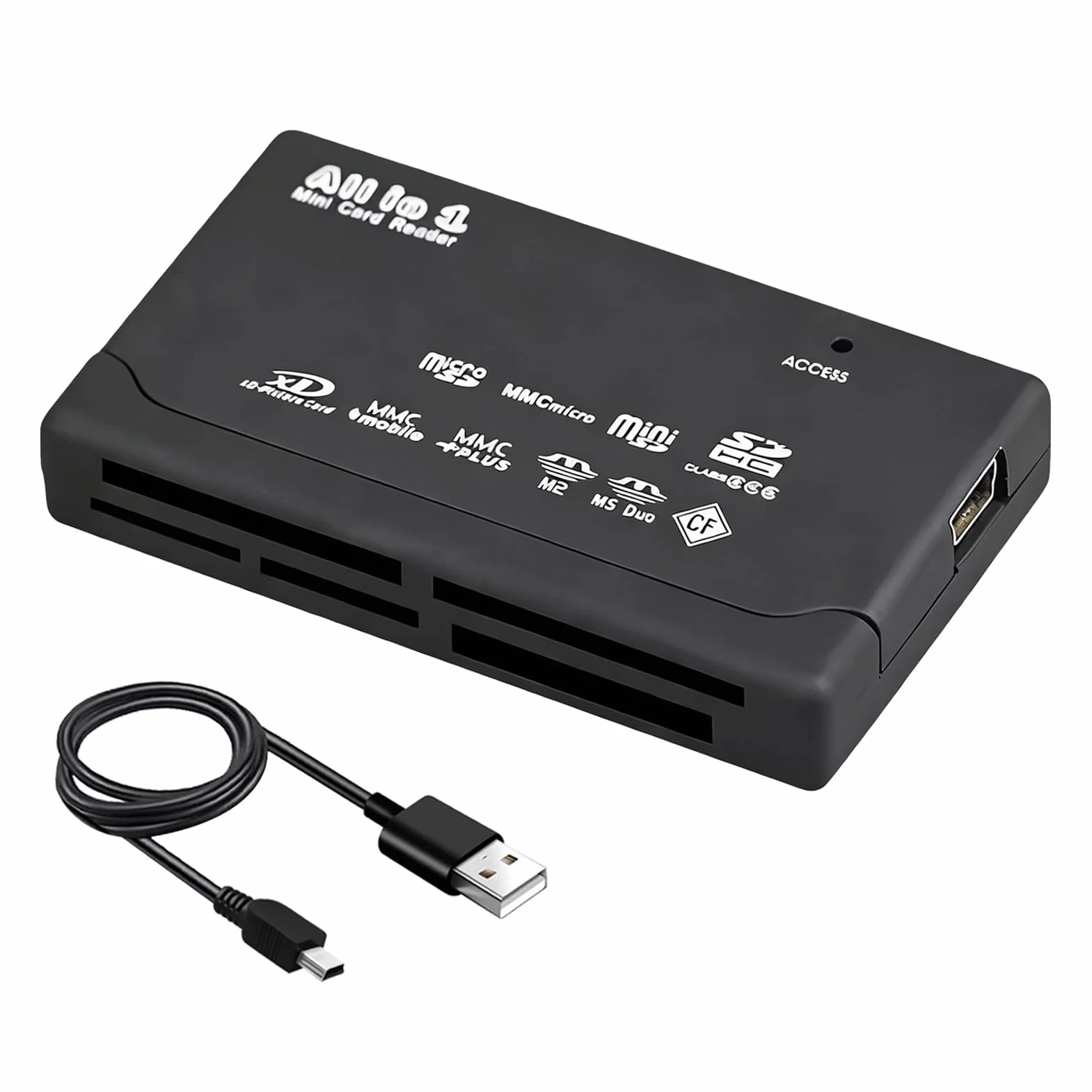 Czytnik USB 6 w 1 All-in-One karta pamięci, zewnętrzna karta pamięci kompatybilna z CF SD SDHC XD MS M2 TF, szybki, 480 Mb/s Plug and Play, do komputerów PC z systemem Windows i Mac OS