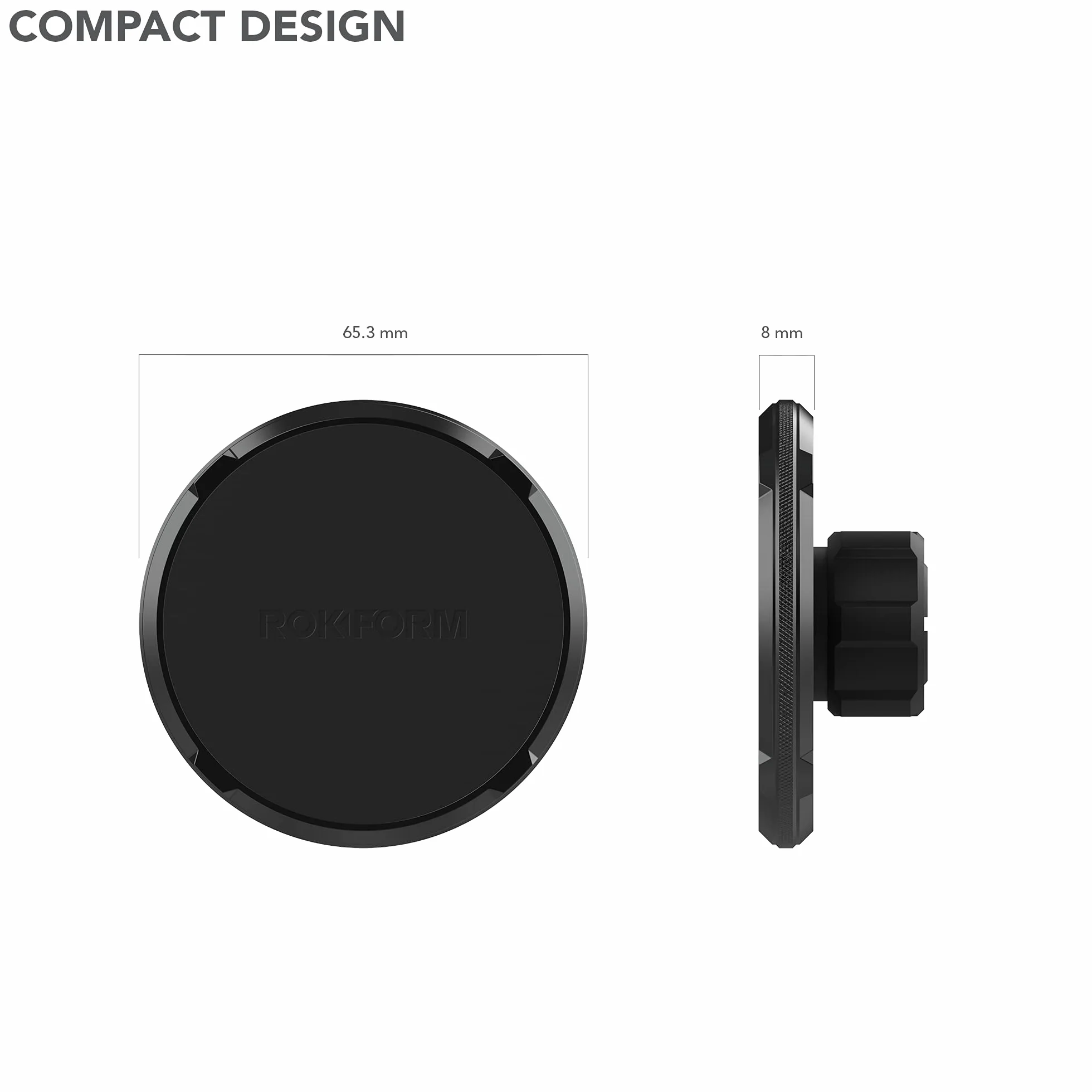 Rokform - Regulowany magnetyczny uchwyt na telefon do przedniej szyby, kompatybilny z obudowami Rokform i etui na telefon MagSafe, mocna przyssawka, nachylenie o 210°, obrót o 360°