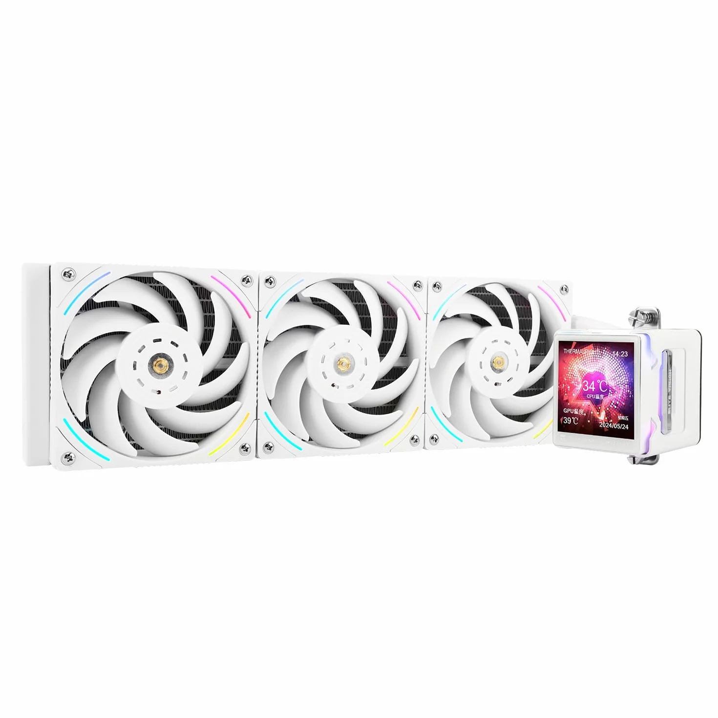 TR Elite Vision 360 ARGB biały chłodnica wody CPU z wentylatorem PWM, prędkość 2150 obr./min, IPS LCD z rozdzielczością 320 x 320, płynny chłodnica procesora, do wyświetlacza AM5/Intel 1851/1700,2,73