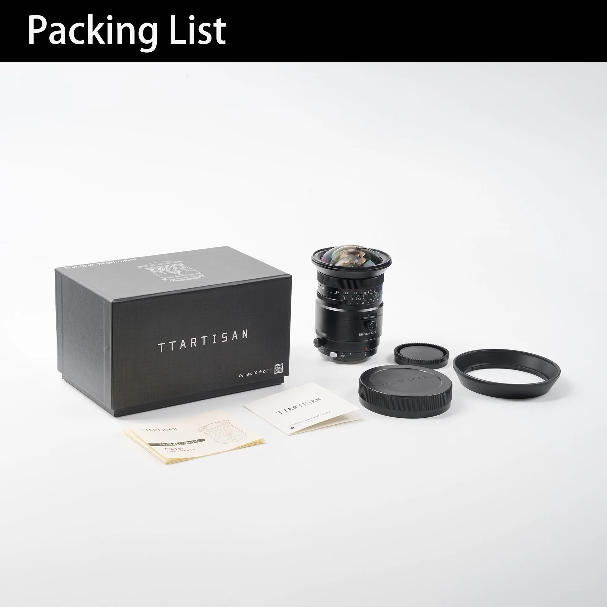 TTARTISAN Tilt-Shift 17mm F4 ASPH. Obiektyw aparatu pełnoklatkowy ultra szeroki kąt ręczne ustawianie ostrości (do Sony E)