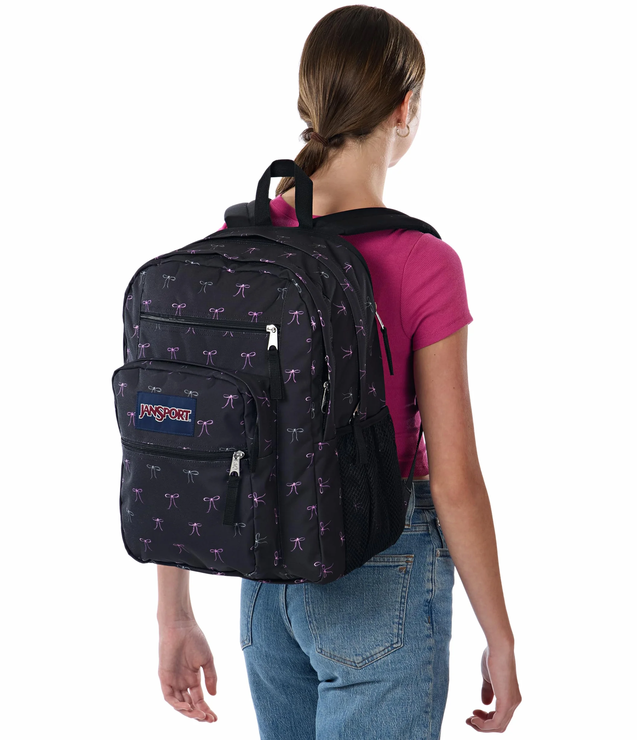 JanSport Plecak na laptopa – torba na komputer z 2 przegródkami, ergonomiczne paski na ramię, pokrowiec na laptopa 38.1 cm, uchwyt holowniczy, złe kokardki