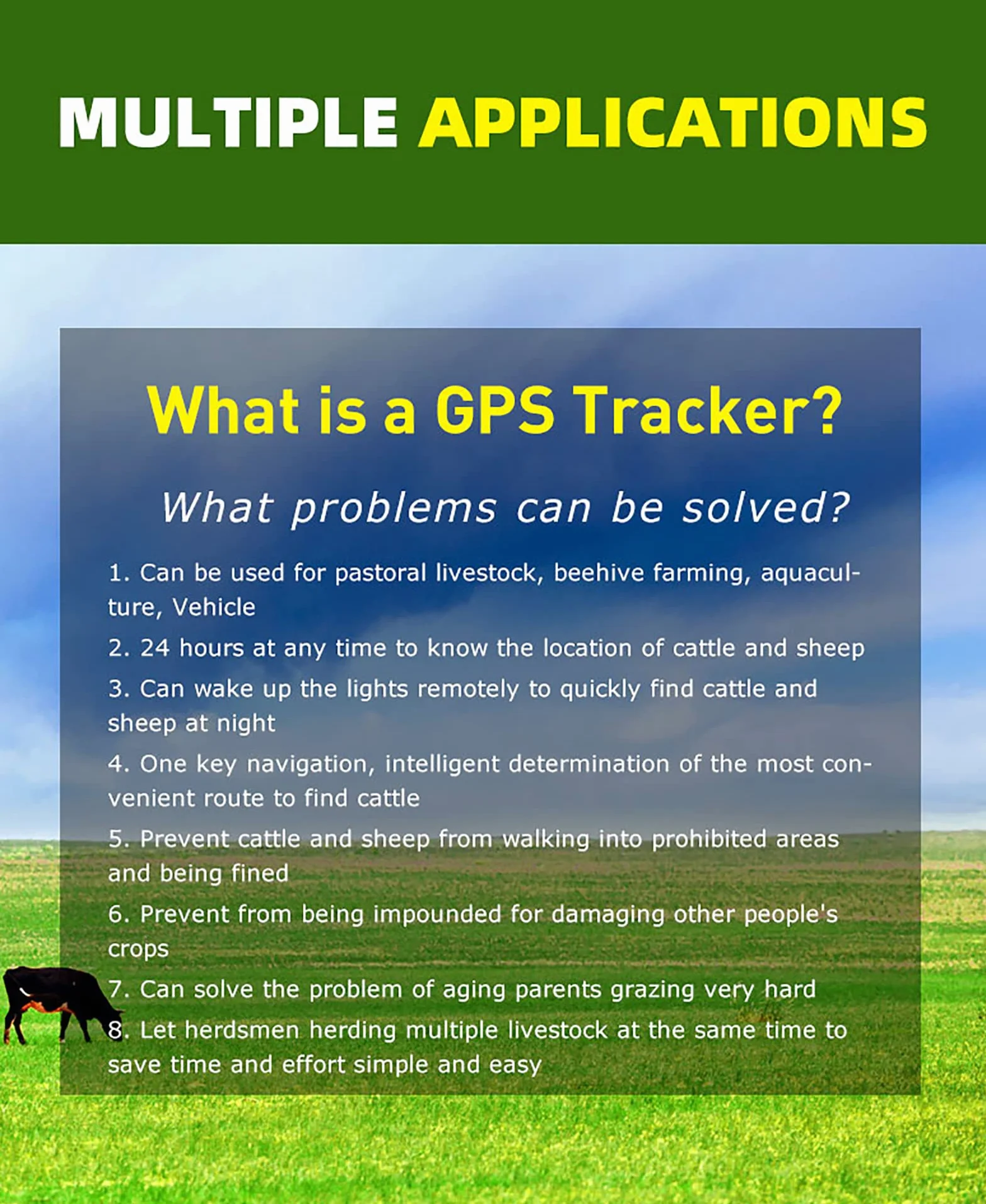 Lokalizator Zwierząt, 4G Słoneczny Lokalizator GPS Zabezpieczający Przed Kradzieżą Dla Owiec, Bydła, Koni, Bardzo Długi Czas Czuwania 30000 MAh, 90-dniowe Odtwarzanie Trasy Historycznej