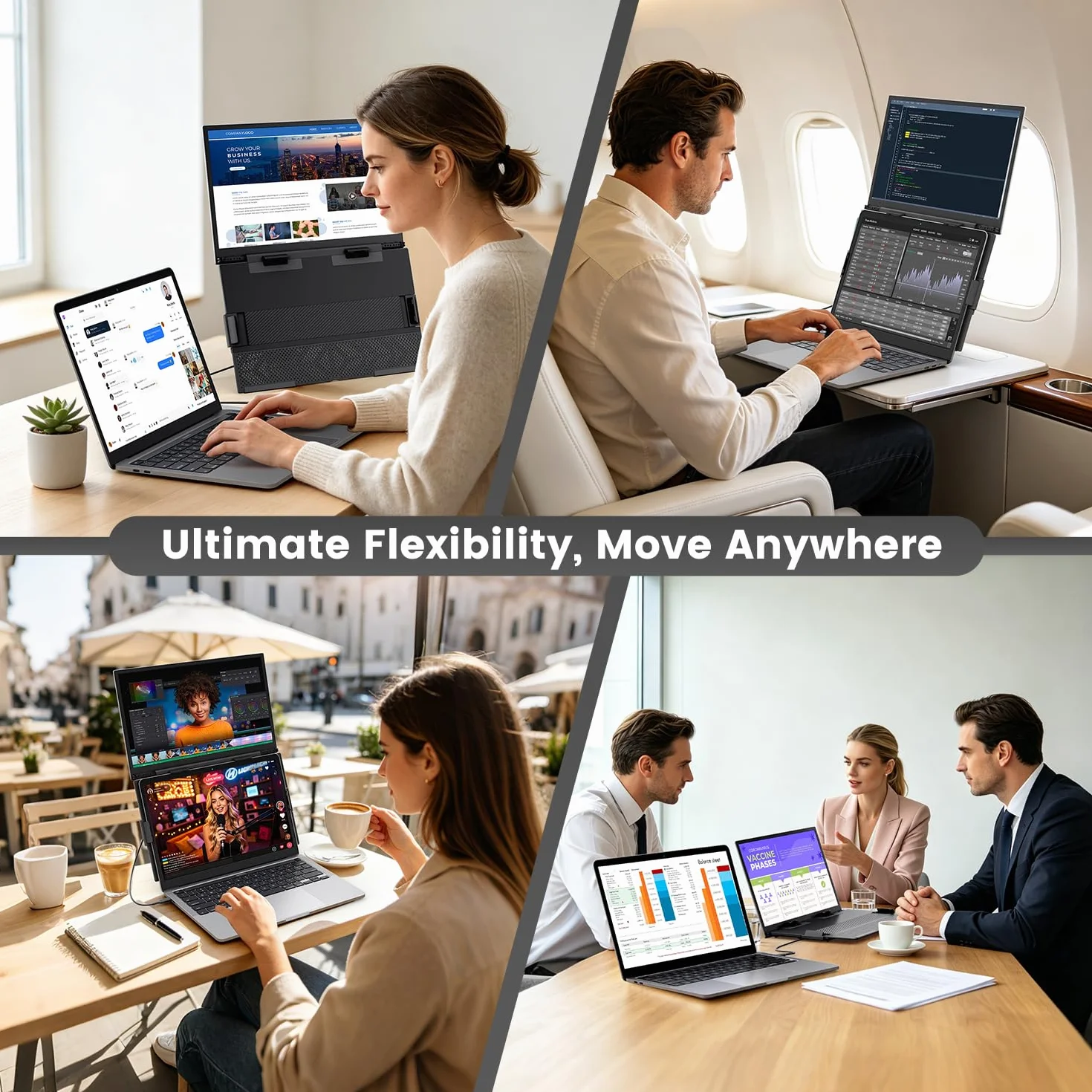 Teamgee Przedłużacz ekranu laptopa 35.6 cm, 1080P FHD IPS przenośny monitor do laptopa, Plug & Play, podwójny ekran, współpracuje z laptopami 33.0 cm-43.2 cm dla Mac Windows Chrome