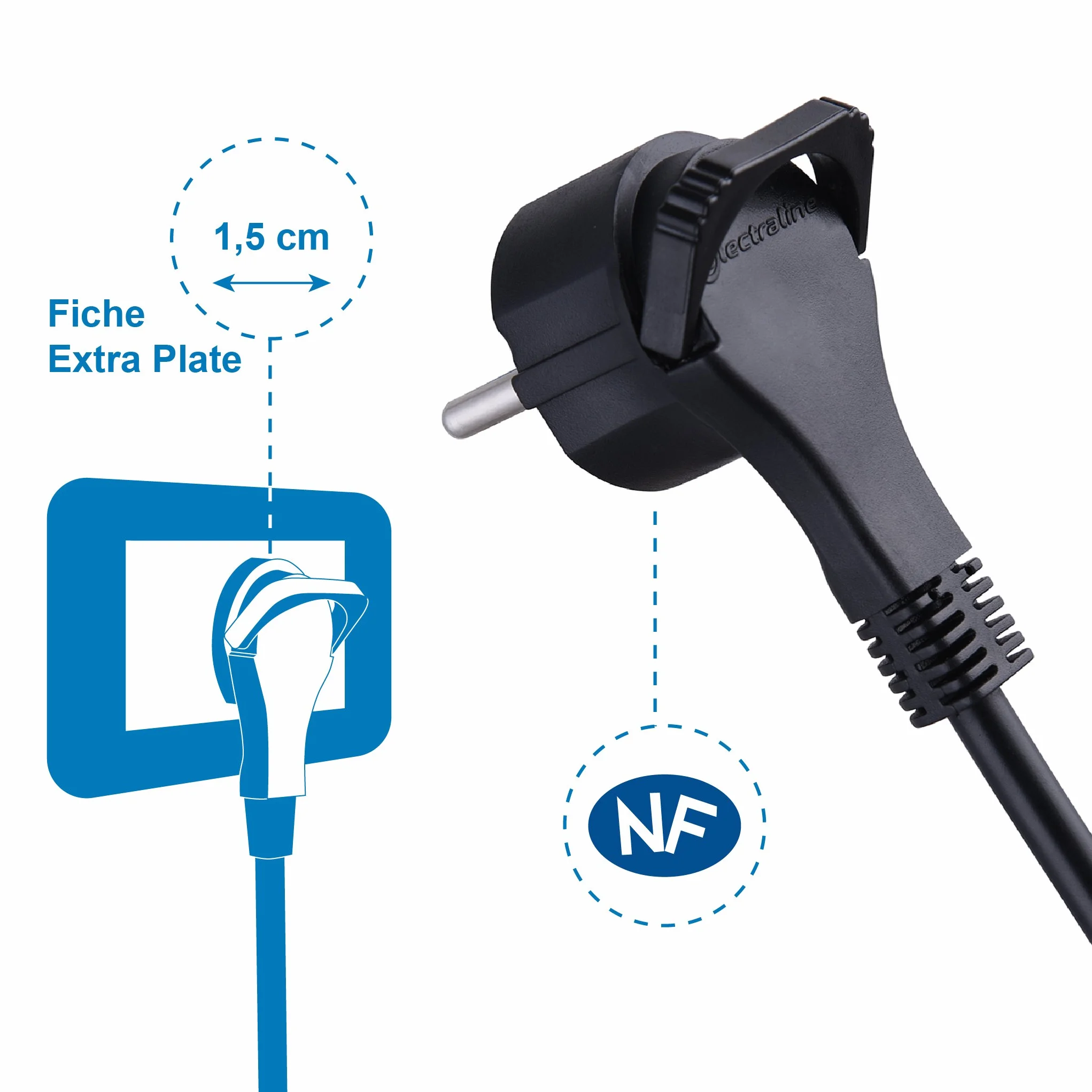 Electraline listwa zasilająca 8 gniazd 1.5 m czarna