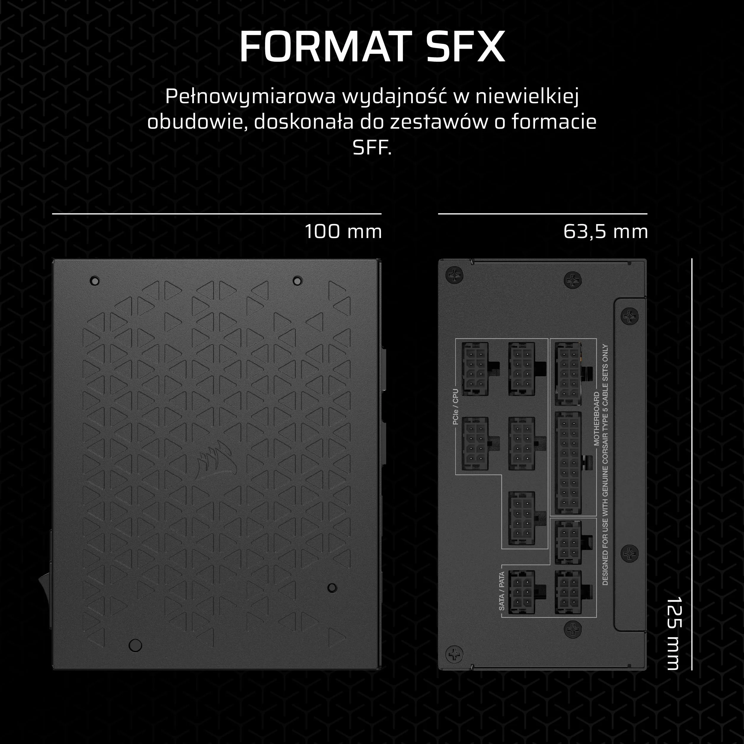 Zasilacz Corsair SF850 850W 80Plus Platinum SFX Modularny ATX 3.1 PCIe 5.1