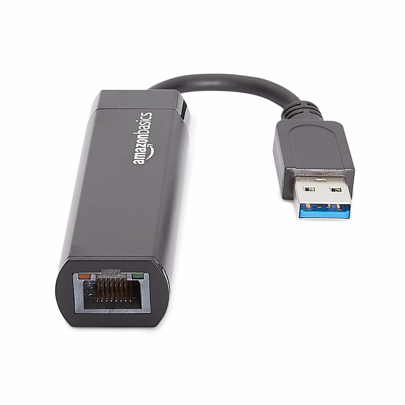 Amazon Basics Adapter sieciowy z USB 3.0 do Ethernet Gigabit z prędkością 10/100/1000 Mbps, kolor czarny, 1 sztuka