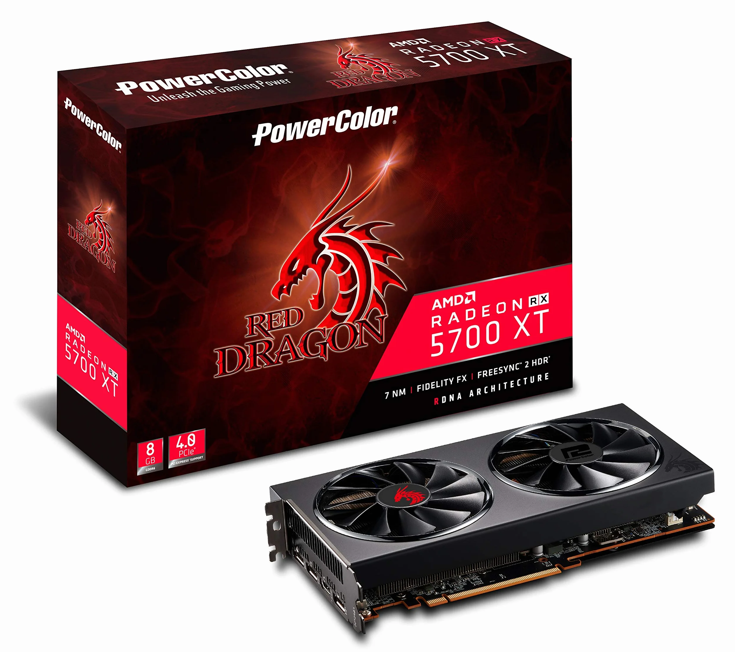 Powercolor AMD Radeon RX 5700 XT Red Dragon 8 GB GDDR6 HDMI/3xDP karta graficzna AXRX 5700XT 8GBD6-3DHR/OC