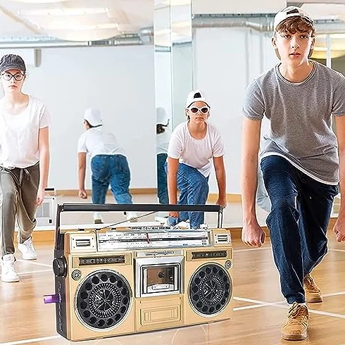Odtwarzacz taśmowy retro Boombox CD z Bluetooth, radiem FM/DAB+, nagrywaniem USB i magnetofonem do odtwarzania muzyki i spotkań rodzinnych