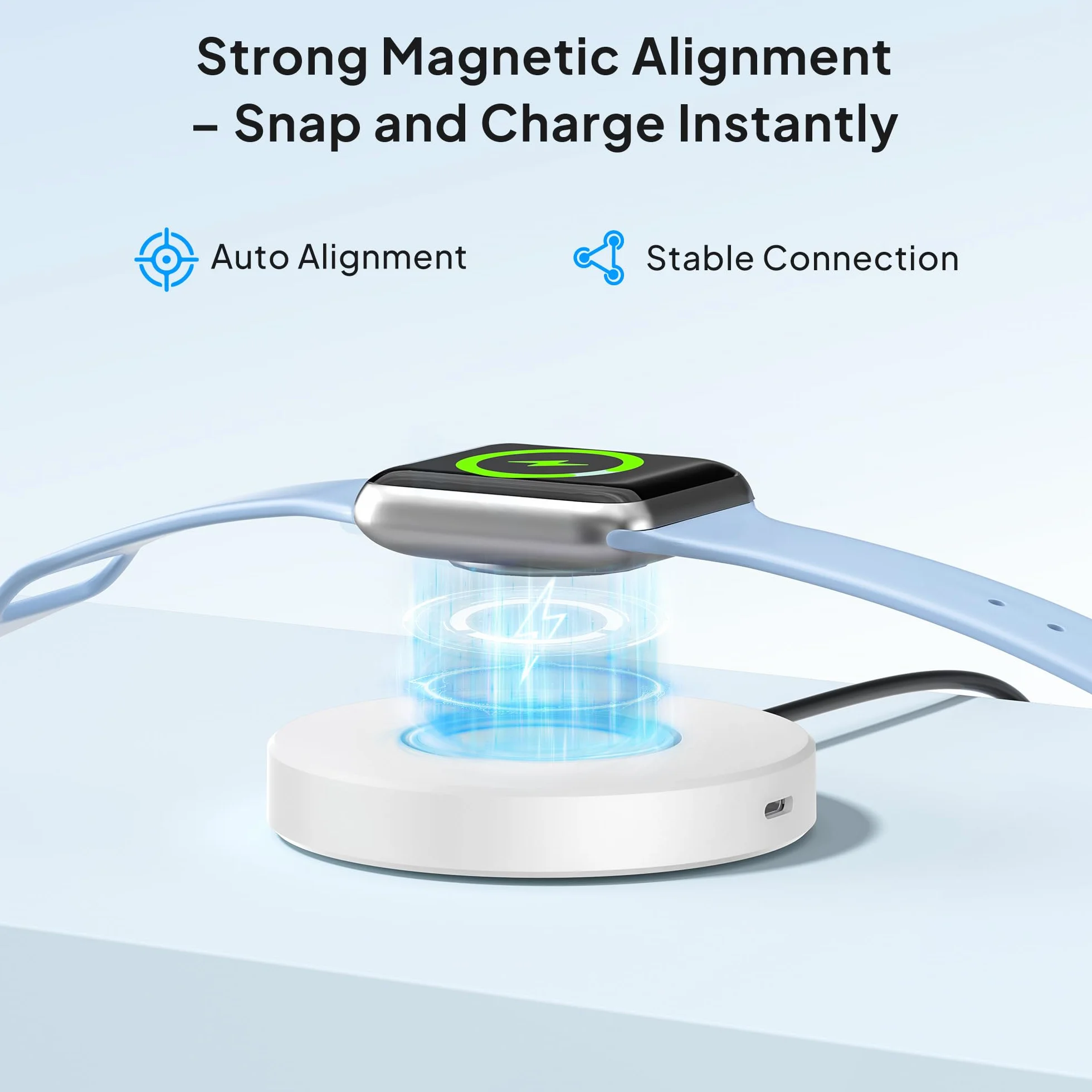 Elebase Ładowarka 5W do Apple Watch 11 z Portem Zasilania USBC i Lightning | Składany Magnetyczny Adapter, Bezprzewodowa Stacja Ładowania dla iWatch Series 10 9 8 7 6 5 4,Ultra SE 3 2 1