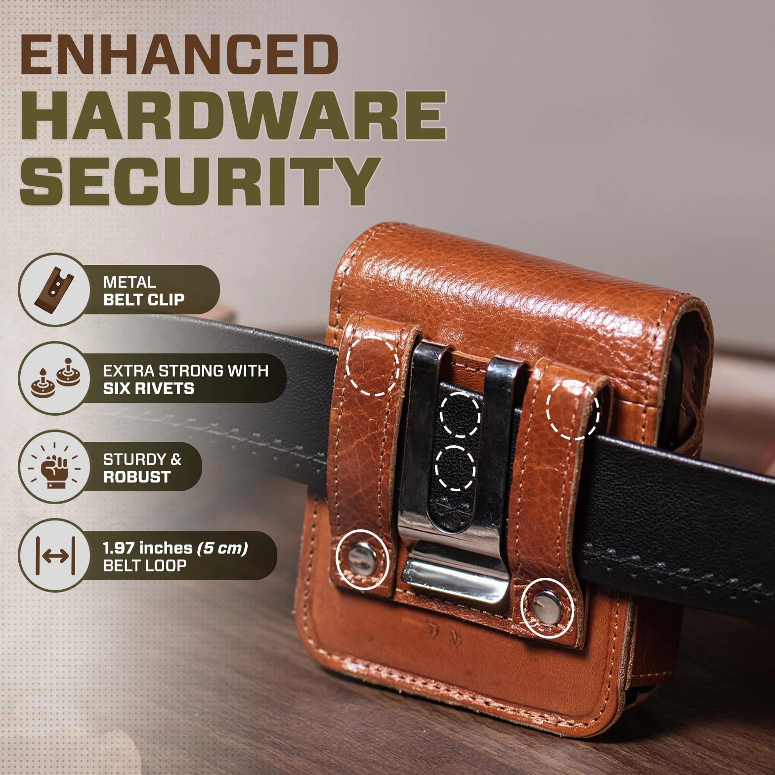 Etui na pasek z prawdziwej skóry, pokrowiec na pasek pasuje do Samsung Galaxy Z Flip7 / Z Flip6 / Z Flip5 / Z Flip4 / Z Flip3 / Motorola Razr, z klamrą do paska i szlufką, uchwyt na telefon