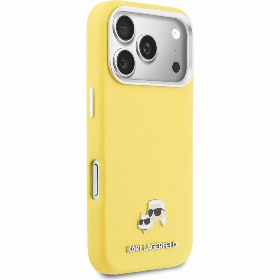 CG MOBILE Karl Lagerfeld Karl & Choupette Saffiano kompatybilne z MagSafe etui do iPhone 17 Pro (żółte)
