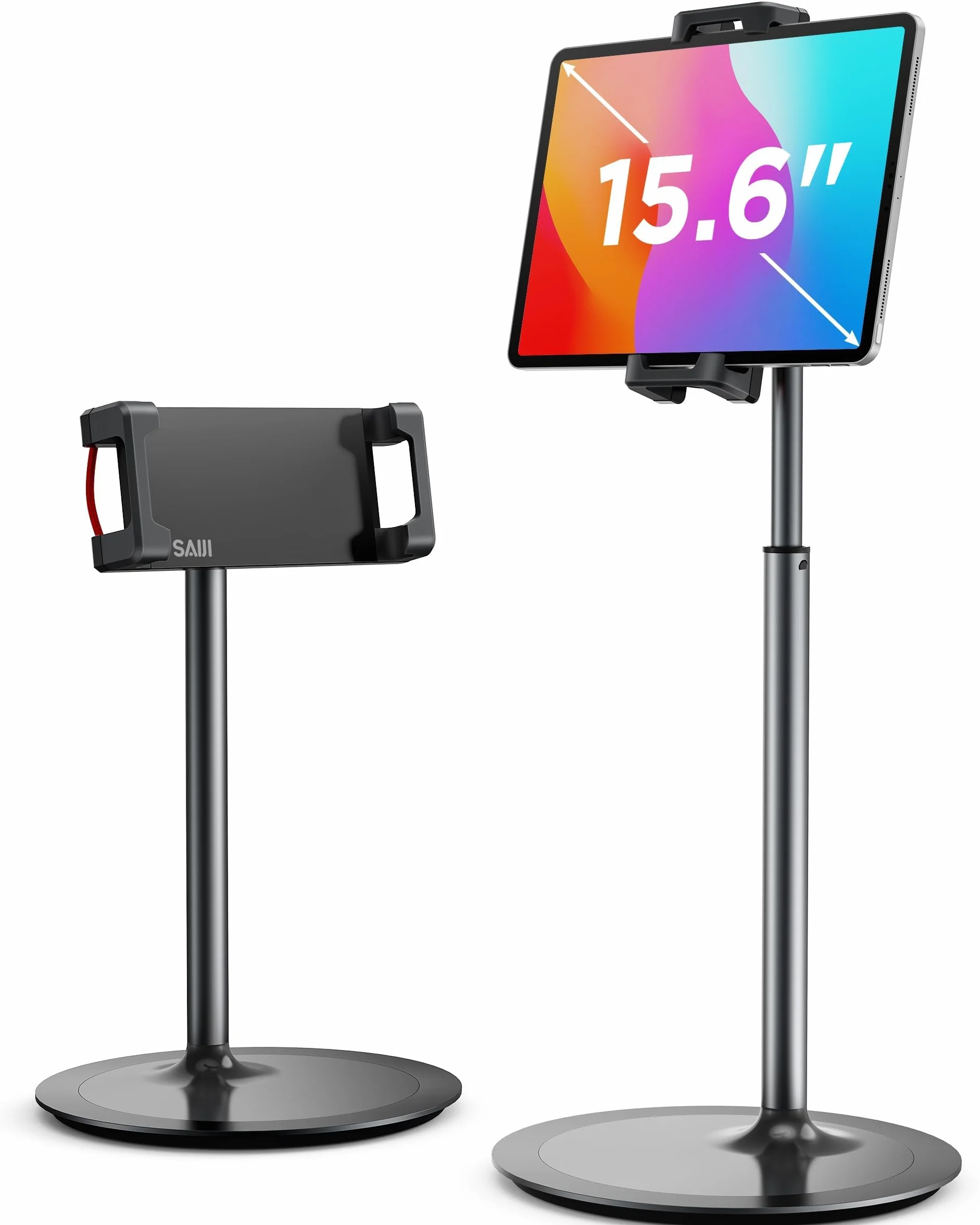 SAIJI Stojak na tablet, regulowany stojak na telefon, obracany o 360 stopni, podstawka ze stopu aluminium, stacja dokująca do telefonu z ekranem 11.9 cm-32.8 cm (czarny)