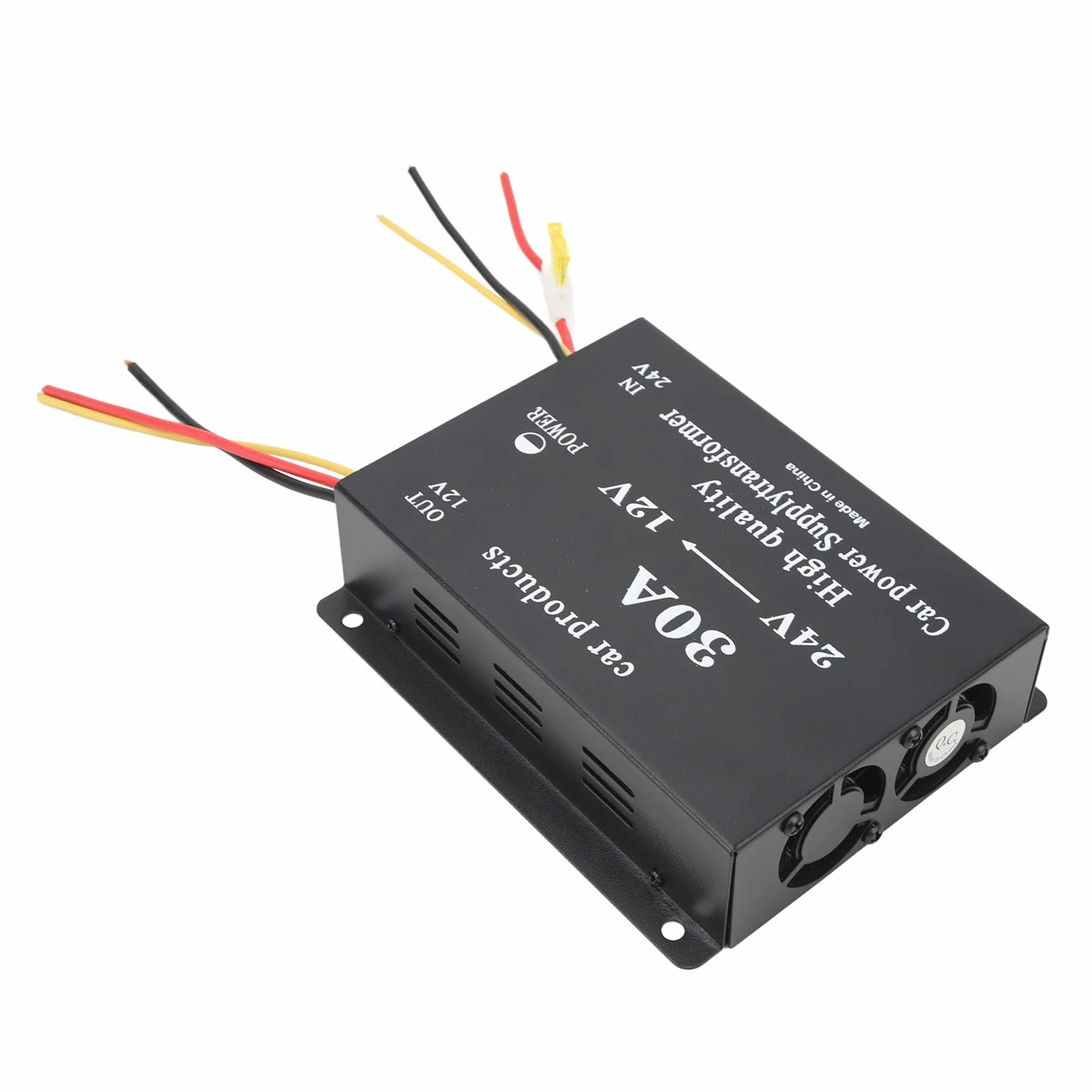 Przetwornica zasilania samochodu 30A 24V do 12V napięcie prądu stałego Adapter obniżający napięcie do lodówki samochodowej odtwarzacz DVD kamera stop aluminium czarny