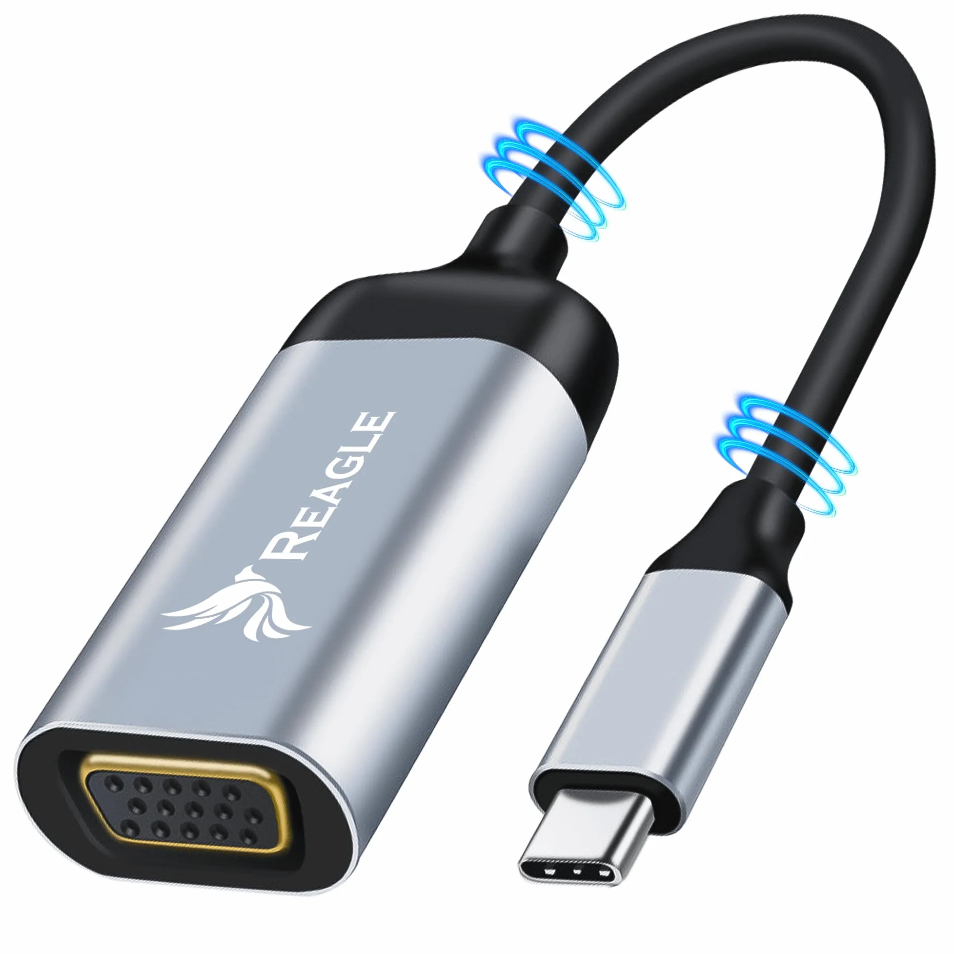 Reagle Adapter USB-C na VGA Full HD 1080p 60Hz USB Type-C 3.2 konwerter aluminiowa obudowa