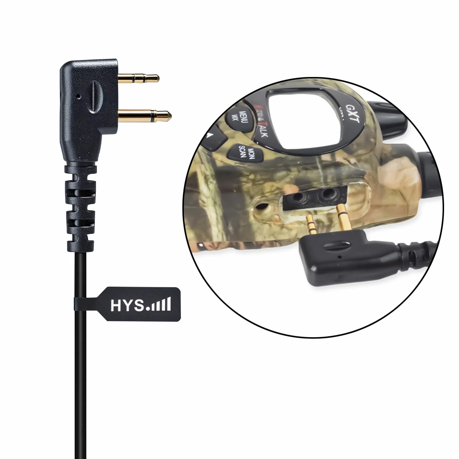 HYS Zestaw słuchawkowy | zestaw słuchawkowy PTT w kształcie G | 2-biegunowy do radiotelefonów | kompatybilny z Midland G7 pro G8 G9 Pro M24 Plus M48 M99 G6 XT G7 XTR Alan HP450
