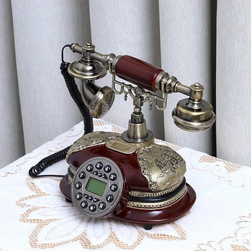 Telefon biurowy w stylu vintage, antyczny telefon ze stałą funkcją rejestracji podatkowej i identyfikatorem dzwoniącego