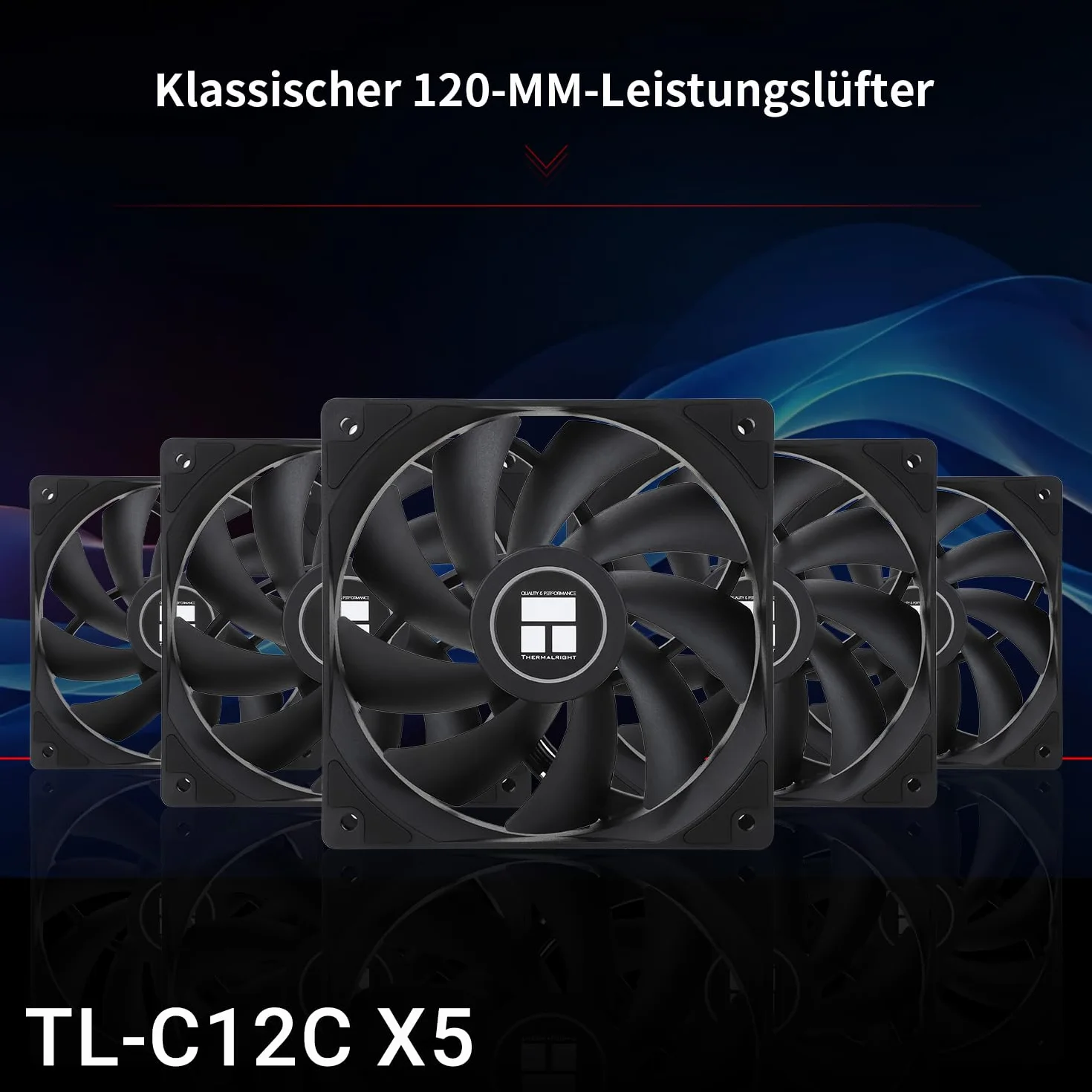 TR-Thermalright TL-C12C X5 wentylator CPU PWM, 120 mm, cichy, 1550 RPM, czarny wentylator CPU, 5 sztuk, może być sparowany z obudową / chłodnicą procesora