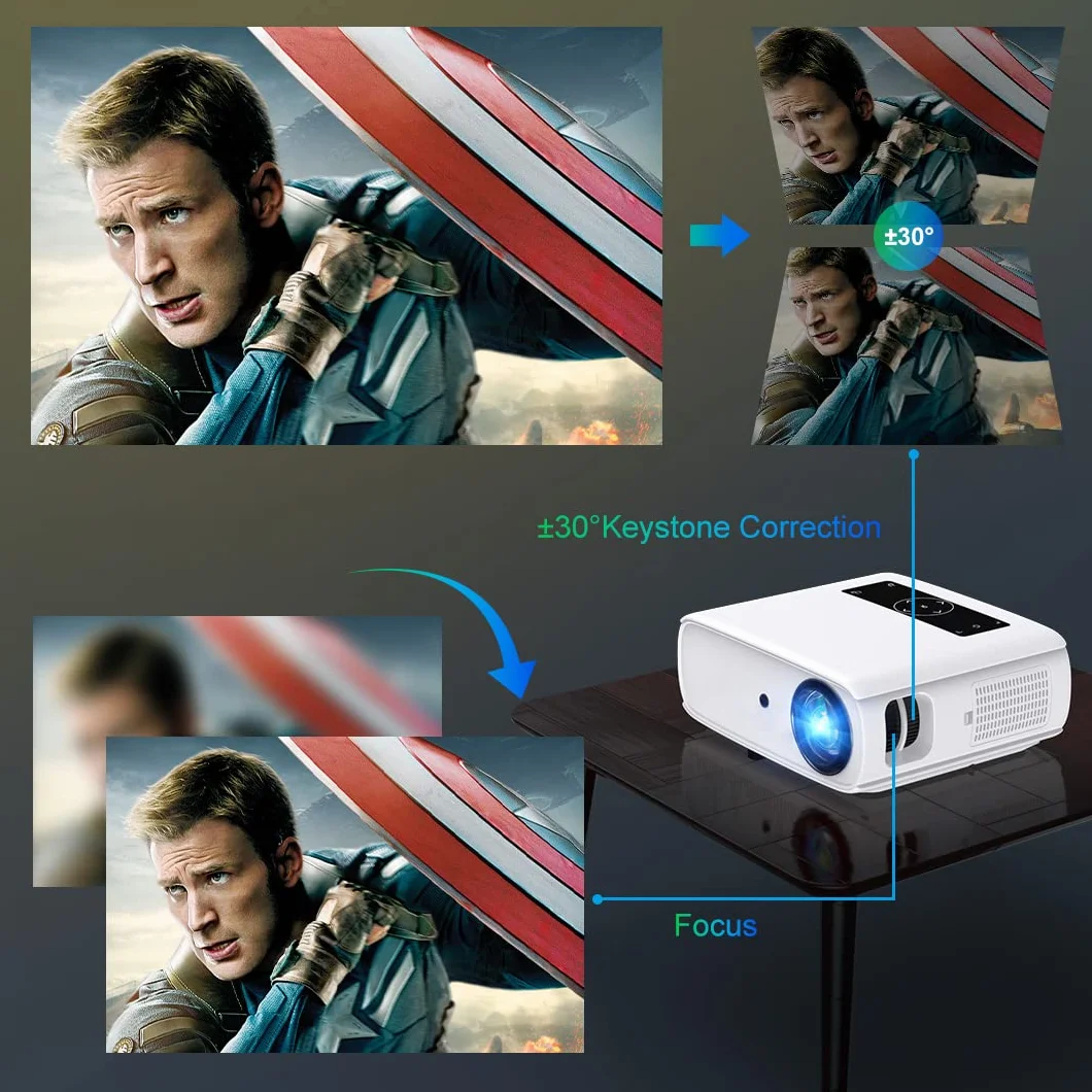 Projektor HOPVISION, natywny projektor 1080P Full HD, projektor kina domowego 4K z 150000 godzin, 350-calowy projektor multimedialny Bluetooth do smartfona/PC/laptopa/PS4/TV stick/EXCEL/PPT