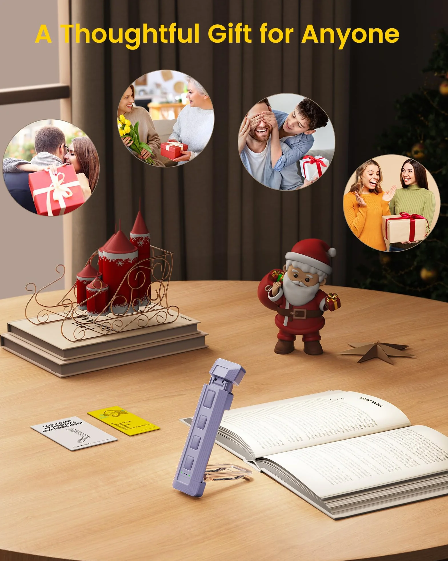 Glocusent Wysuwana lampka do czytania w nocy, 5 poziomów zwiększonej jasności i 3 kolory z funkcją wspomagania snu i timerami, z klipsem, ładowalna przez USB lampka do czytania do książek w łóżku