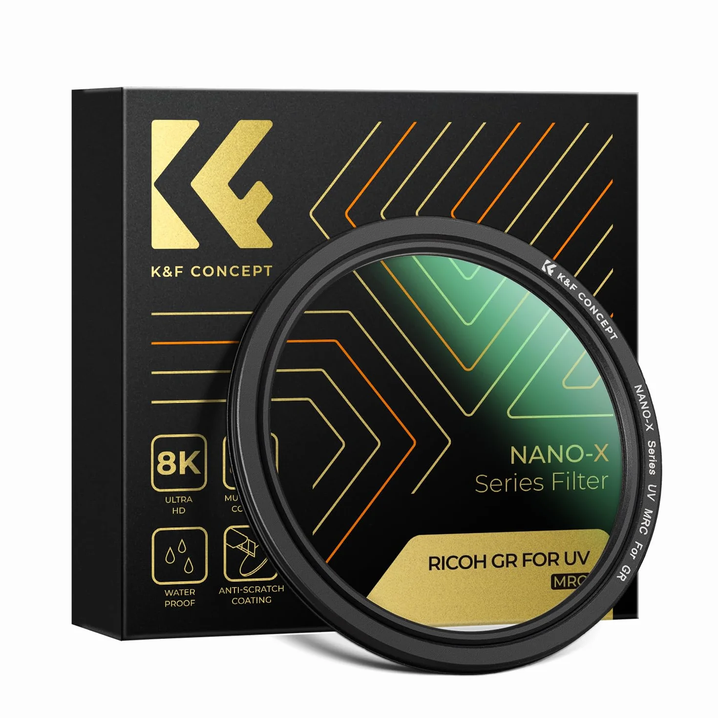 K&F Concept Filtr ochronny UV kompatybilny z Ricoh GR IIIx HDF, filtr UV ze szkłem optycznym HD 28 warstw nano-powlekanych