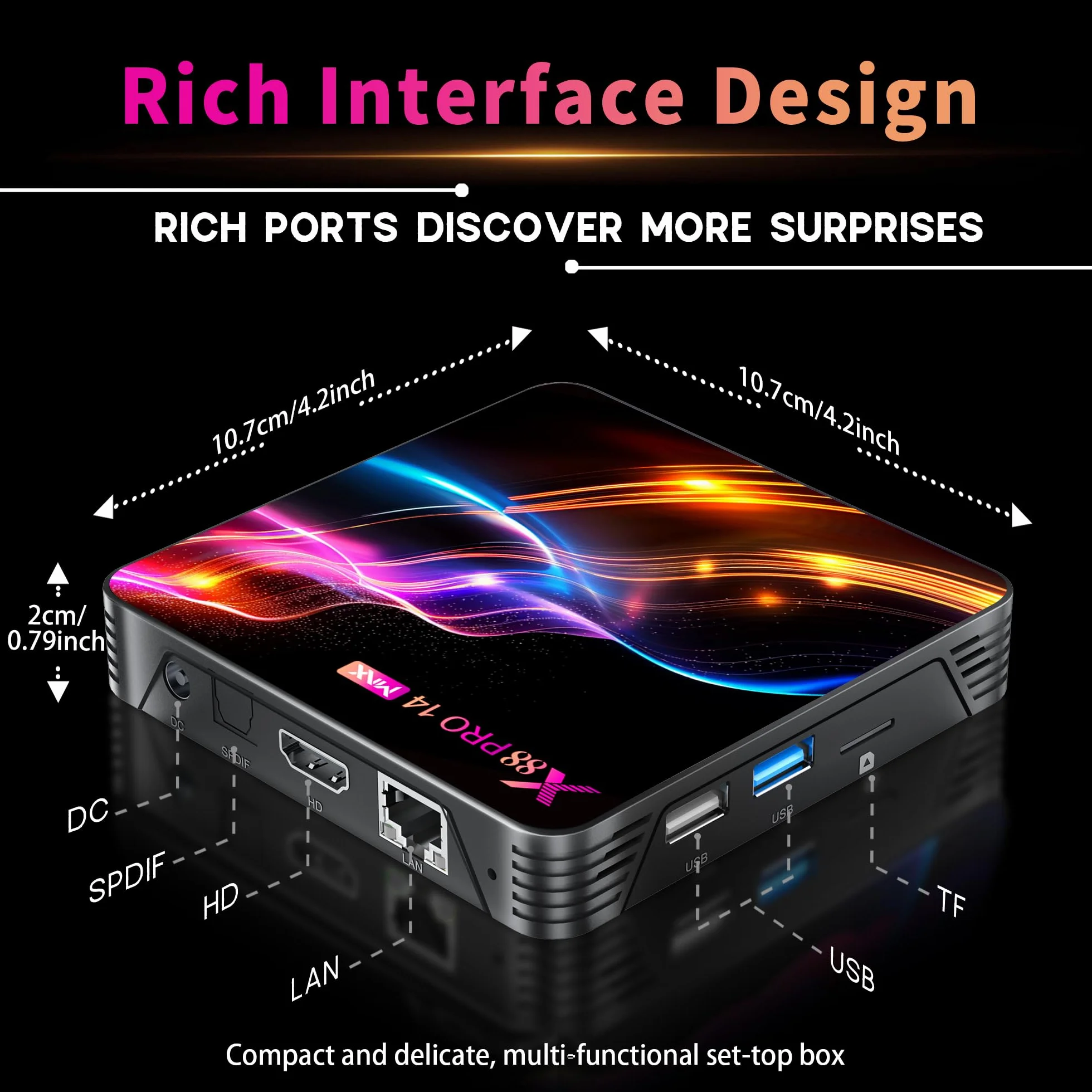 GREVA 8K Android 14.0 TV Box 2026, 3D HD Android Box 4 GB RAM 64 GB ROM, chipset RK3528, obsługa chipsetów 2,4 GHz / 5,0 GHz Dual WiFi6 HDR10 BT5.0 Ethernet LAN, Internet TV, Bluetooth, Smart