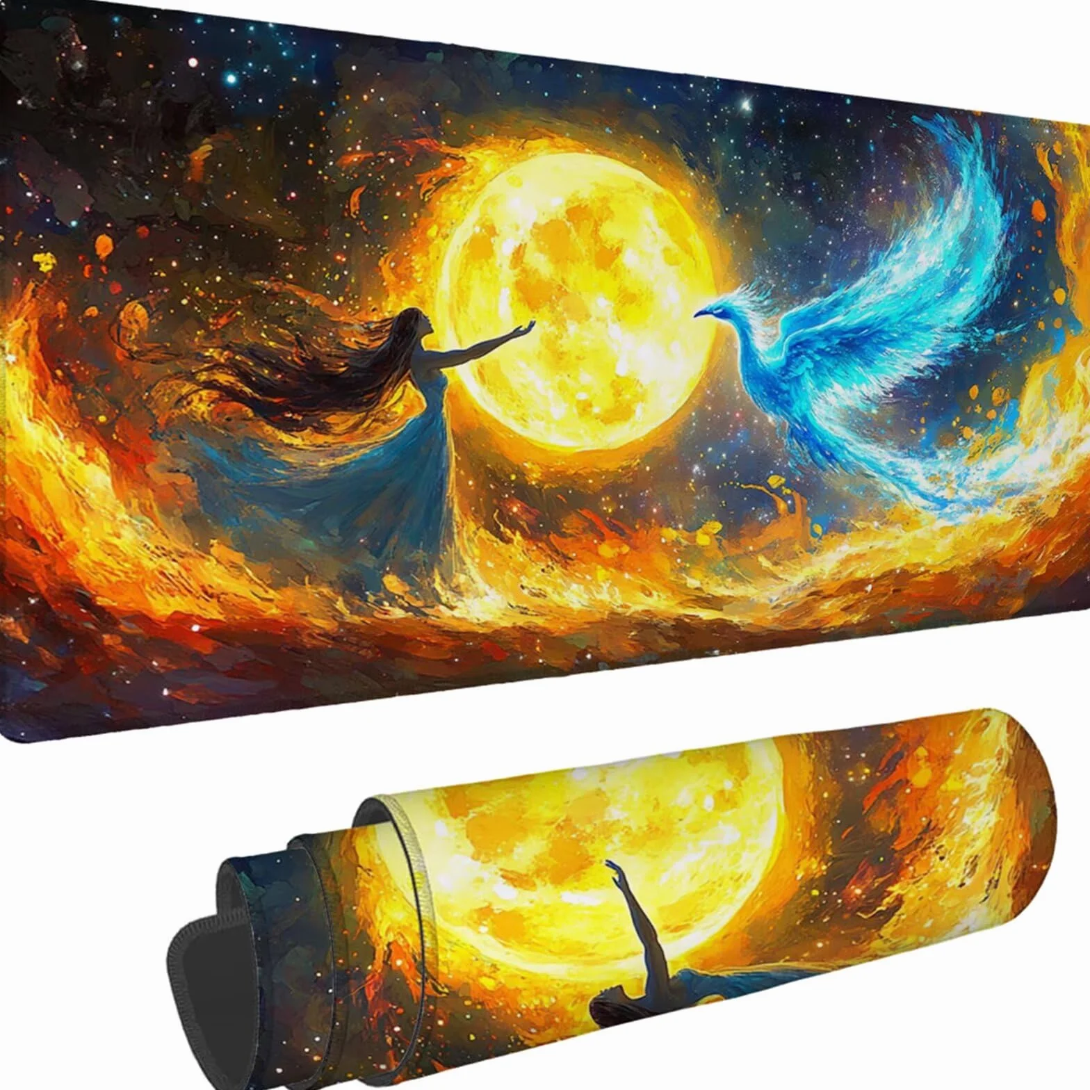 Gamingowa podkładka pod mysz 1200 x 600 x 3 mm, XXL, wodoszczelna, odporna na ścieranie, z przyszytymi krawędziami, podkładka na biurko, poprawia prędkość i precyzję pod laptopa, komputera, wzór