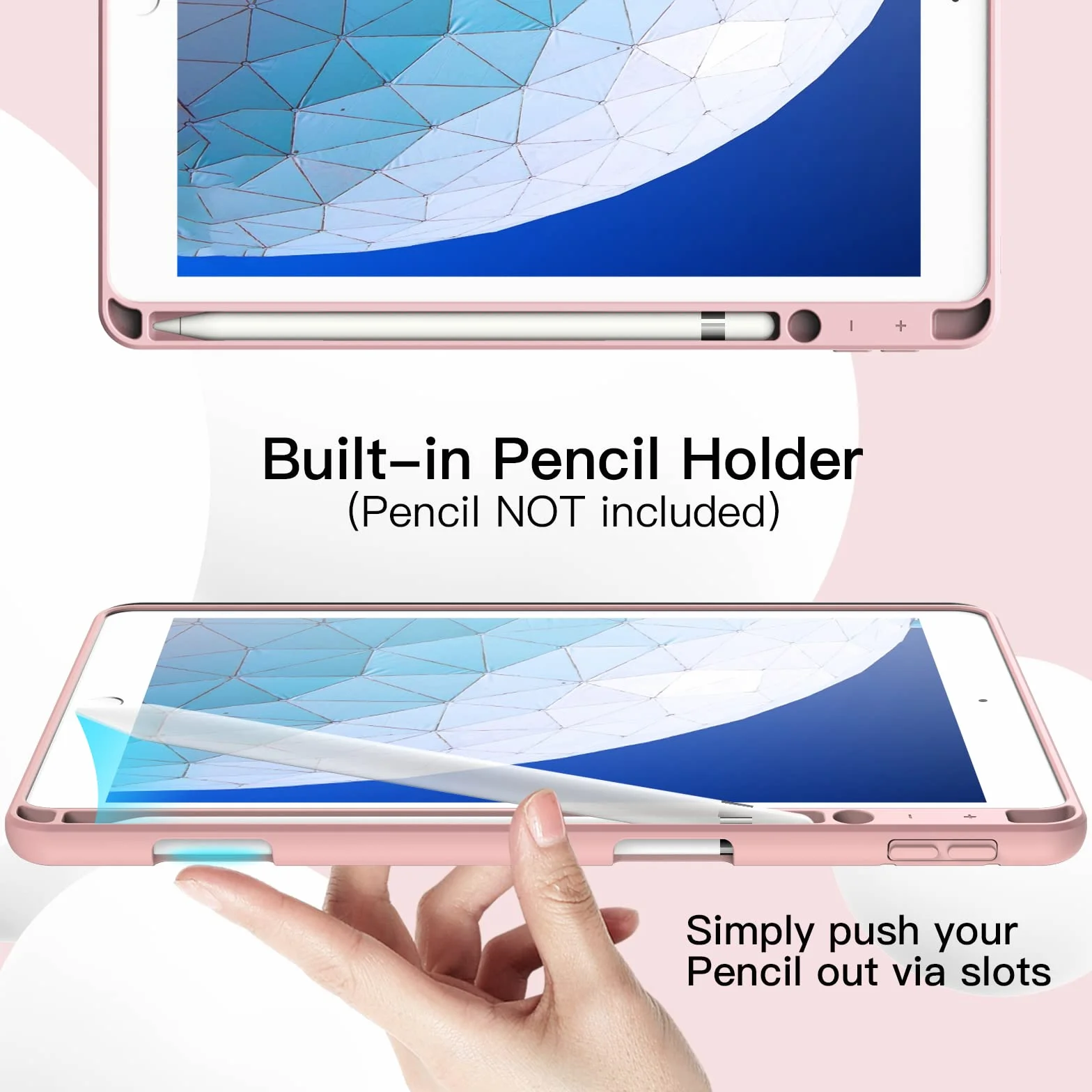 JETech Etui do iPad Air 3 10,5 Cala 2019 i iPad Pro 10,5 z Uchwytem na Długopis, Szczupły Pokrowiec na Tablet z TPU, Różowe Złoto