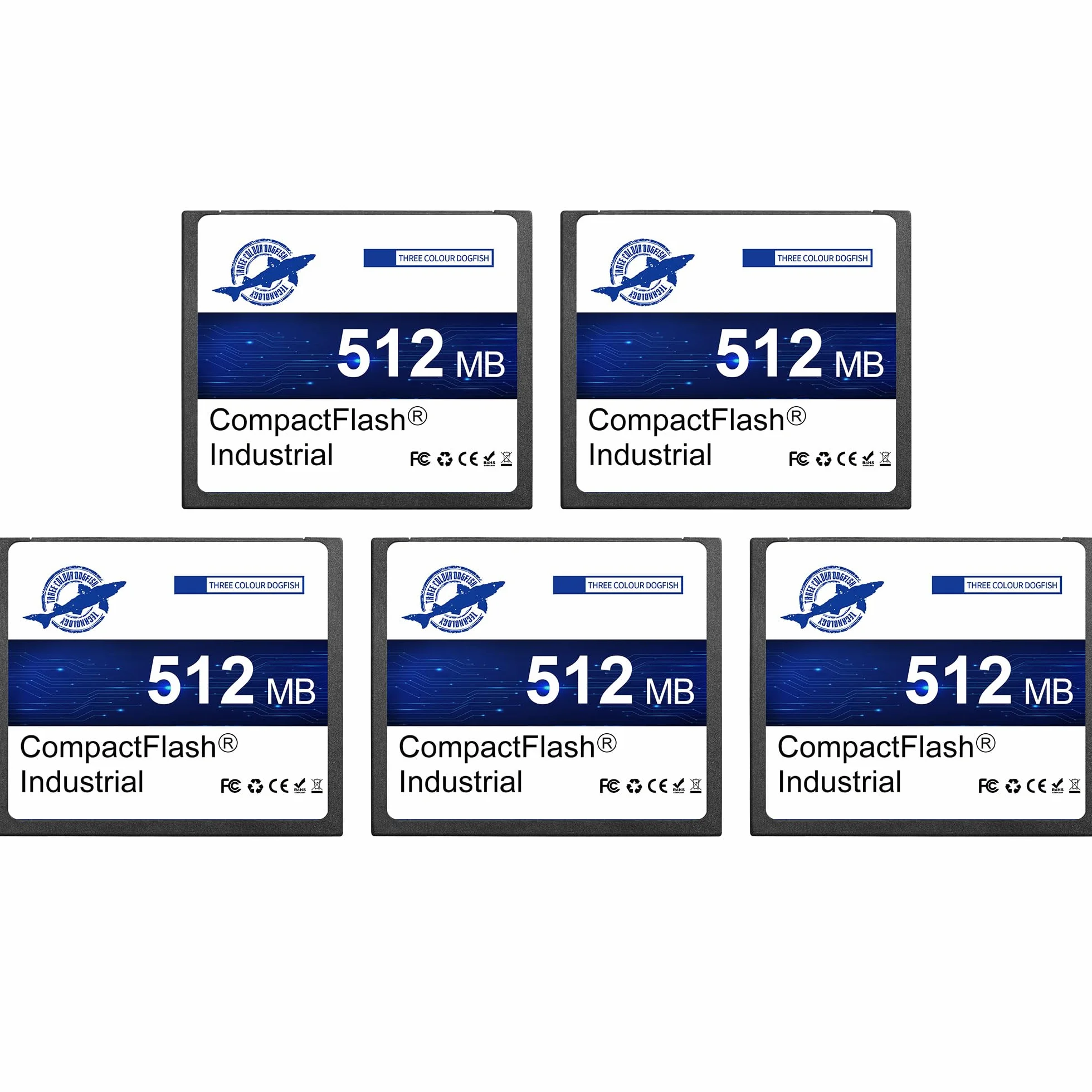 Dogfish Compact Flash 512MB 5 szt., karta pamięci CF typu I do sprzętu przemysłowego i aparatu cyfrowego stary model