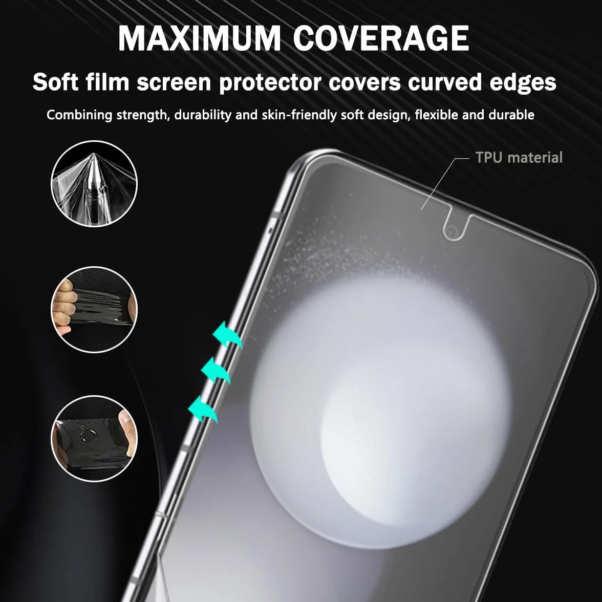 Folia ochronna na ekran Samsung Galaxy Z Flip 5, elastyczna folia TPU z 2 szt. folii ochronnych na wyświetlacz, łatwa instalacja, samonaprawiająca się, przezroczysta osłona ekranu HD (nie