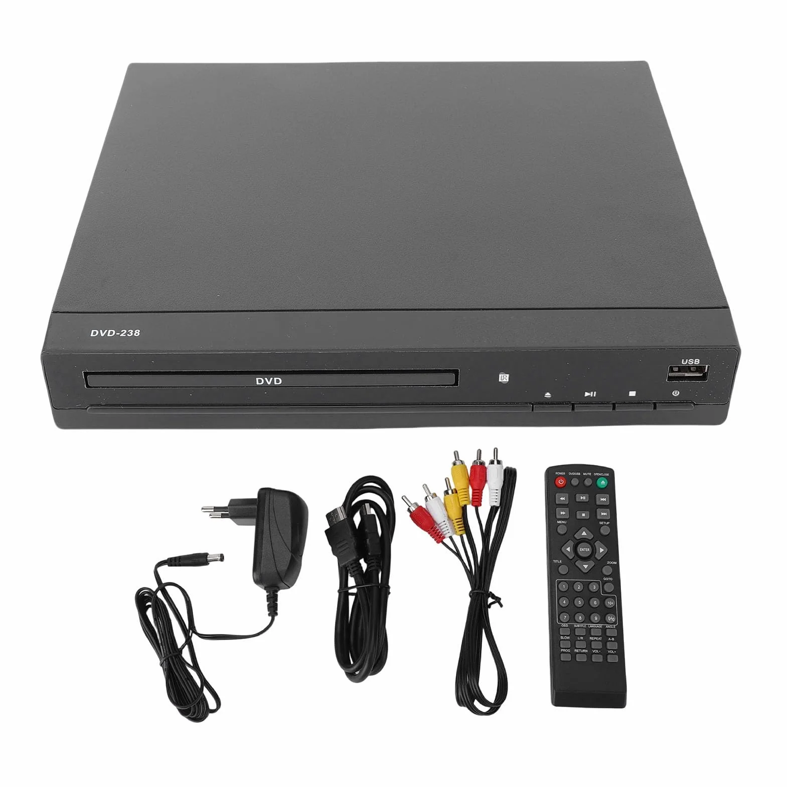 Odtwarzacz DVD, Skalowanie do 1080P, Odtwarzanie Wszystkich Regionów za pomocą Portu USB i Pilota, do Projektora Telewizyjnego Kina Domowego (wtyczka UE)