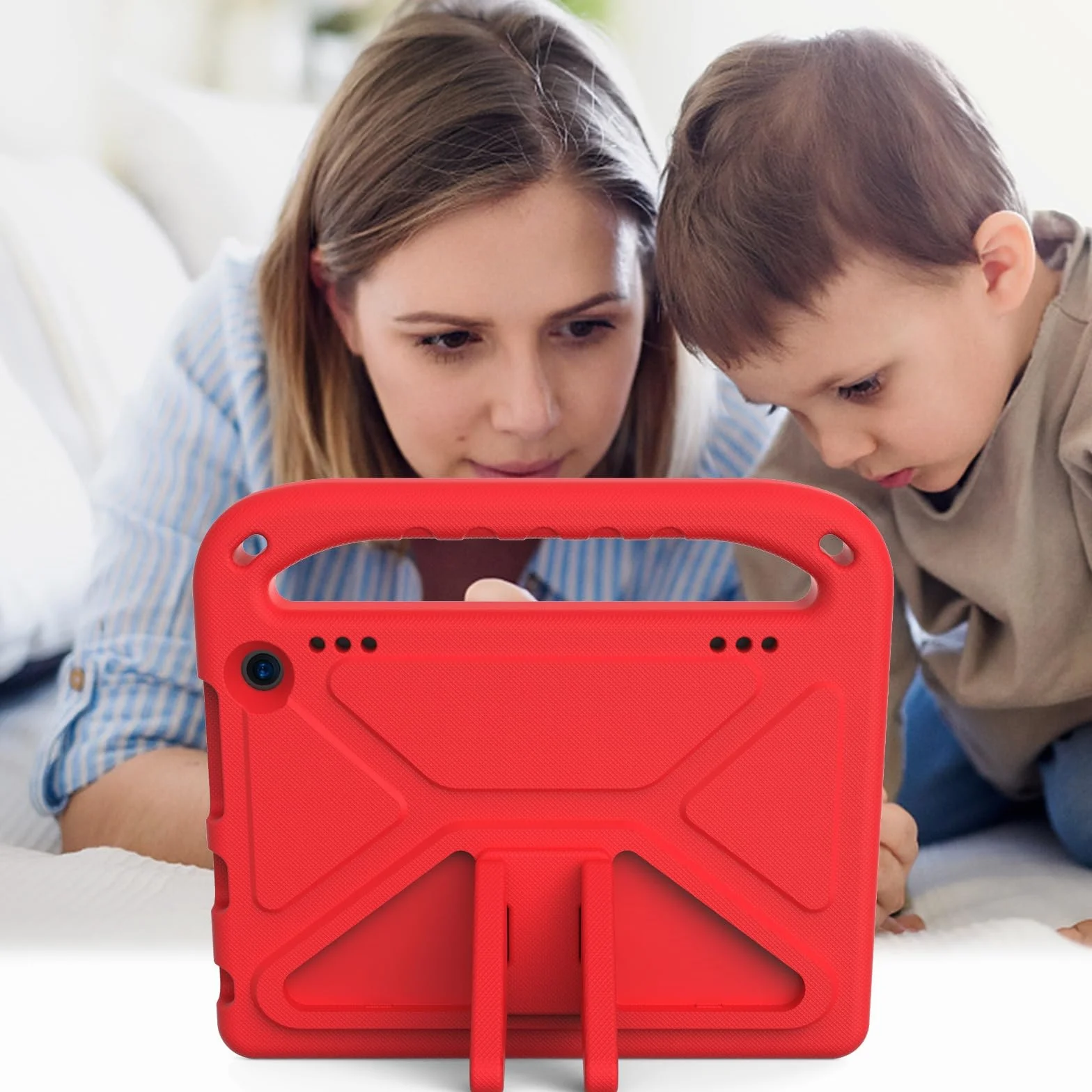 Pokrywa tabletu Kompatybilny z Kindle Fire HD8/HD 8 Plus 2022 2020, amortyzujący wstrząsy, z uchwytem, ​​EVA, uchwytem, ​​solidne etui na tablet dla dzieci, lekkie Strona główna tabletu(Rosso)