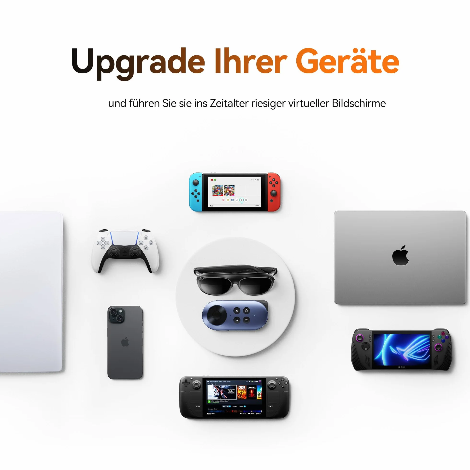 Rokid Max 2 okulary AR czarne, 215-calowy ekran Micro-OLED, ustawienie krótkowzroczności (0-600D), 120 Hz, 50° FOV i 600 nitów jasność, kompatybilne z systemem Android i PC/ROG/Steam