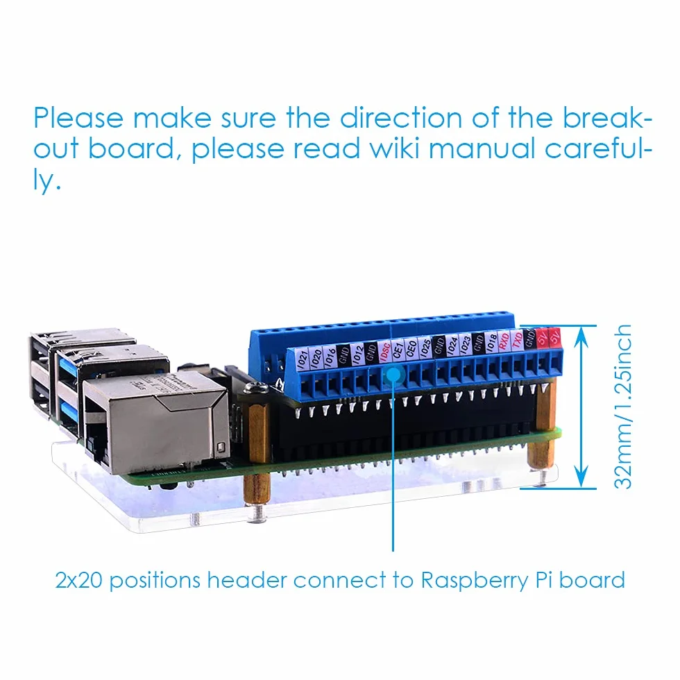 Raspberry Pi Micro GPIO Terminal Block Breakout Board Module, GPIO Expansion Board for Raspberry Pi 4B/3B+/3B/2B