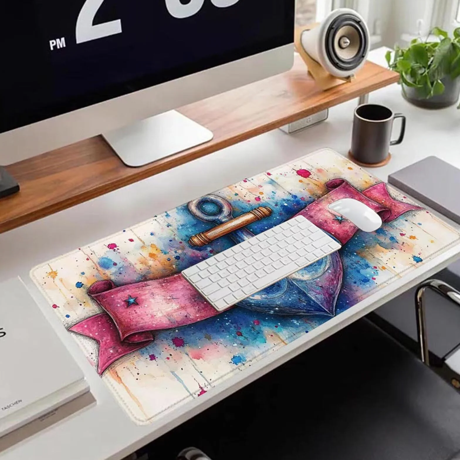 Gamingowa podkładka pod mysz 1200 x 600 x 3 mm, XXL, wodoszczelna, odporna na ścieranie, z przyszytymi krawędziami, biała, podkładka na biurko, poprawia prędkość i precyzję pod laptopa, komputer, wzór