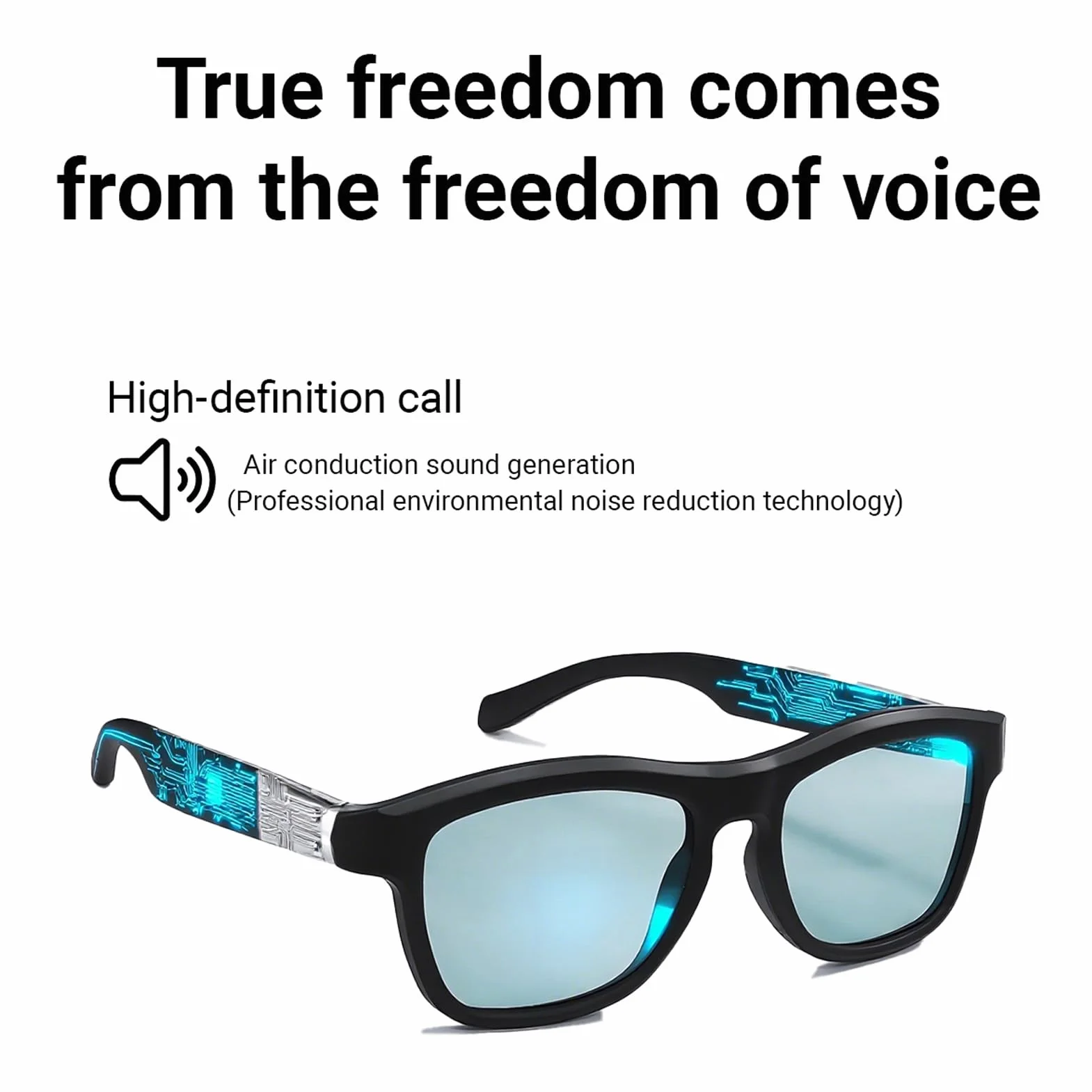 Haofy Inteligentne Okulary AI, Okulary Przeciwsłoneczne do Tłumaczenia w Czasie Rzeczywistym ze stopniowaną niebieską soczewką zmieniającą Kolor do Nauczania w Podróży i spotkań