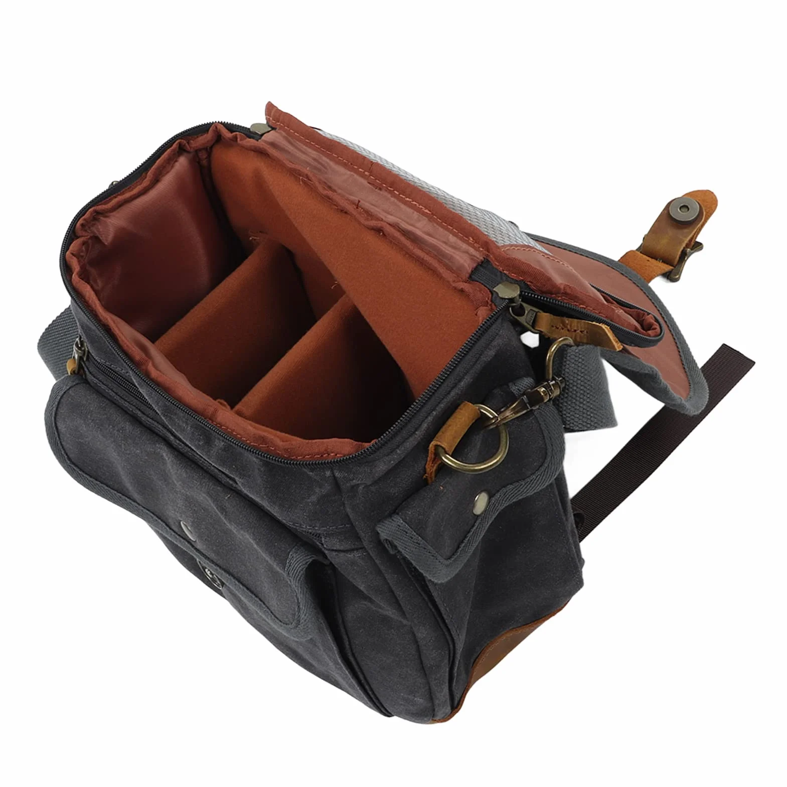 Vintage Canvas Camera Bag, 10,2x7.9x4,7 cala woskowane płótno z skórzaną torbą na ramię na ramię do fotografii DSLR