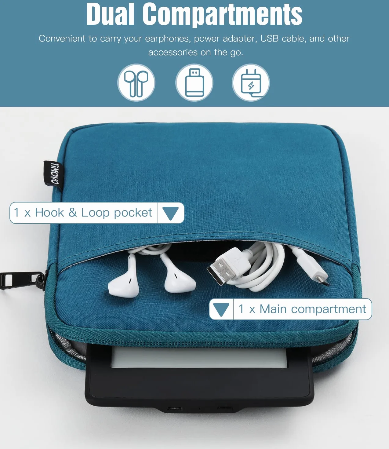 TiMOVO 6-7 Inch Sleeve Case for All-New Kindle Paperwhite & Colorsoft Signature Edition, Protective Sleeve Cover Pouch Bag Carrying Case for Kindle E-Reader/Oasis, Peacock Blue