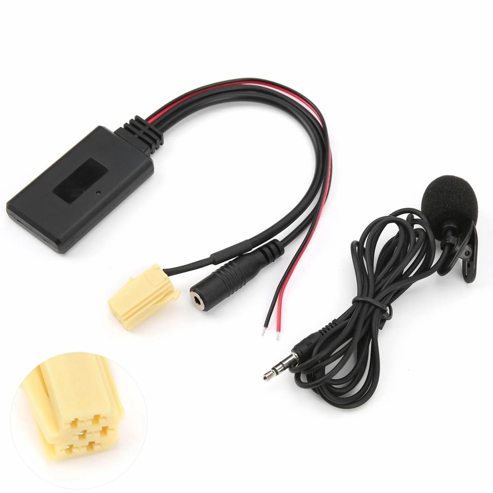 Kabel Bluetooth AUX, Adapter Kabla Bluetooth 5.0 AUX z Zestawem Głośnomówiącym Mikrofonu Zamiennik dla Fiat 500/Grande Punto/Qubo/Fiorino