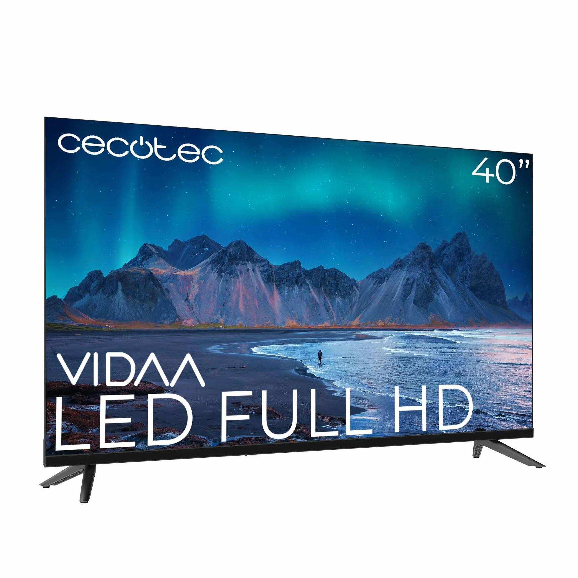 Cecotec Smart TV - 40-calowy LED telewizor o rozdzielczości Full HD - Seria A5 ALF50040. Smart TV VIDAA, Dolby Audio, wbudowane WiFi, Chromecast, 3 HDMI i 2 USB, głośniki 16W