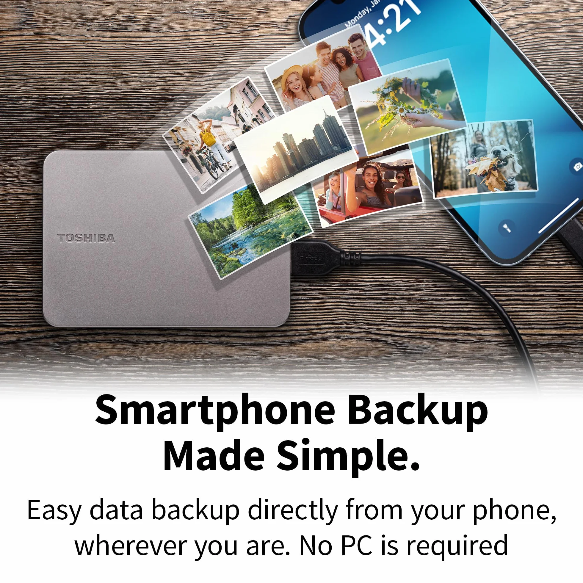 Toshiba Canvio Flex 4TB HDD 5000MB/s Canvio Flex USB 3.2 Gen 1 Srebrny Kompaktowy