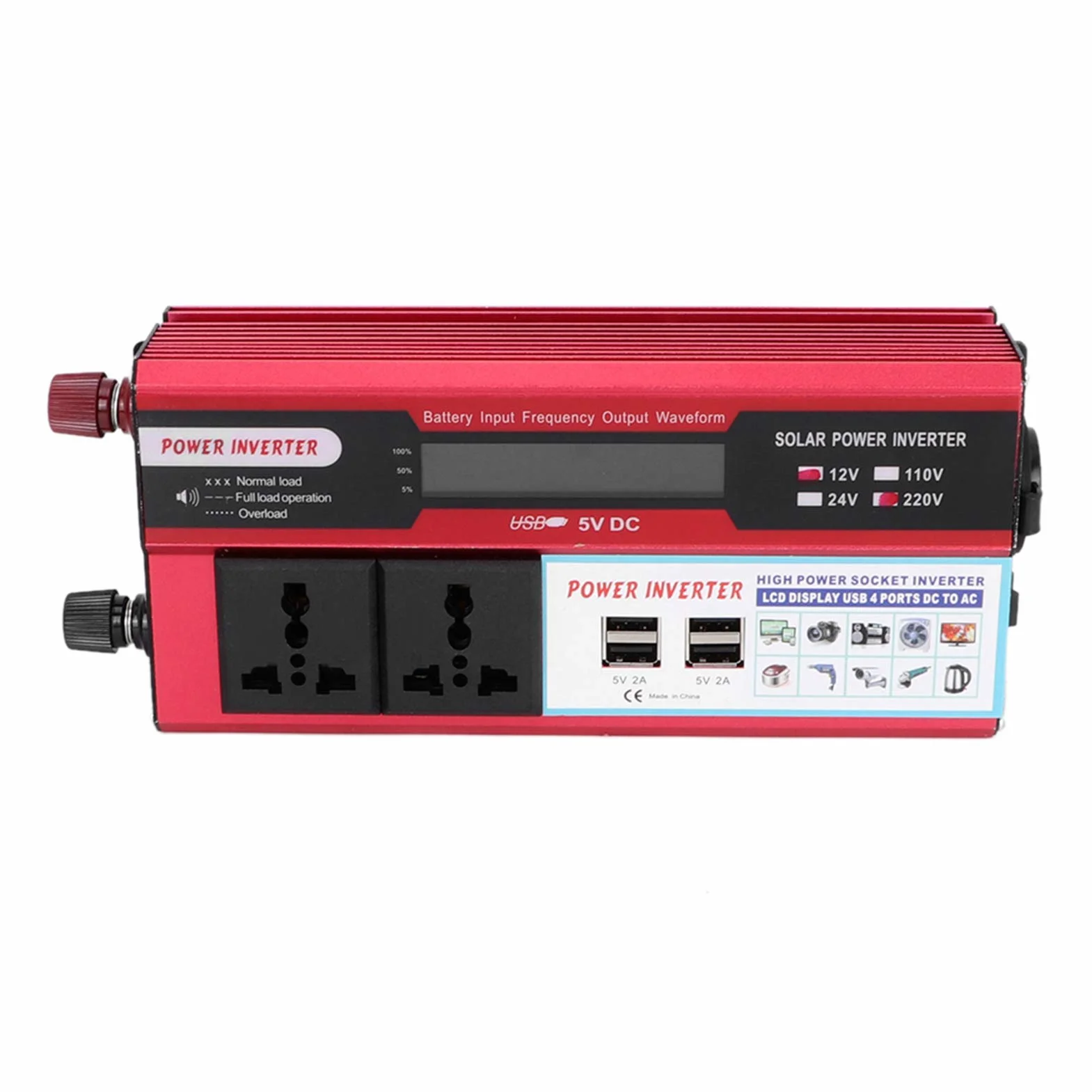 Konwerter Mocy 750 W do Samochodu z Wyświetlaczem Cyfrowym Inwerter Solarny do ładowania Telefonów i urządzeń USB Przenośny Inwerter Podróży na Zewnątrz i Zasilania Awaryjnego