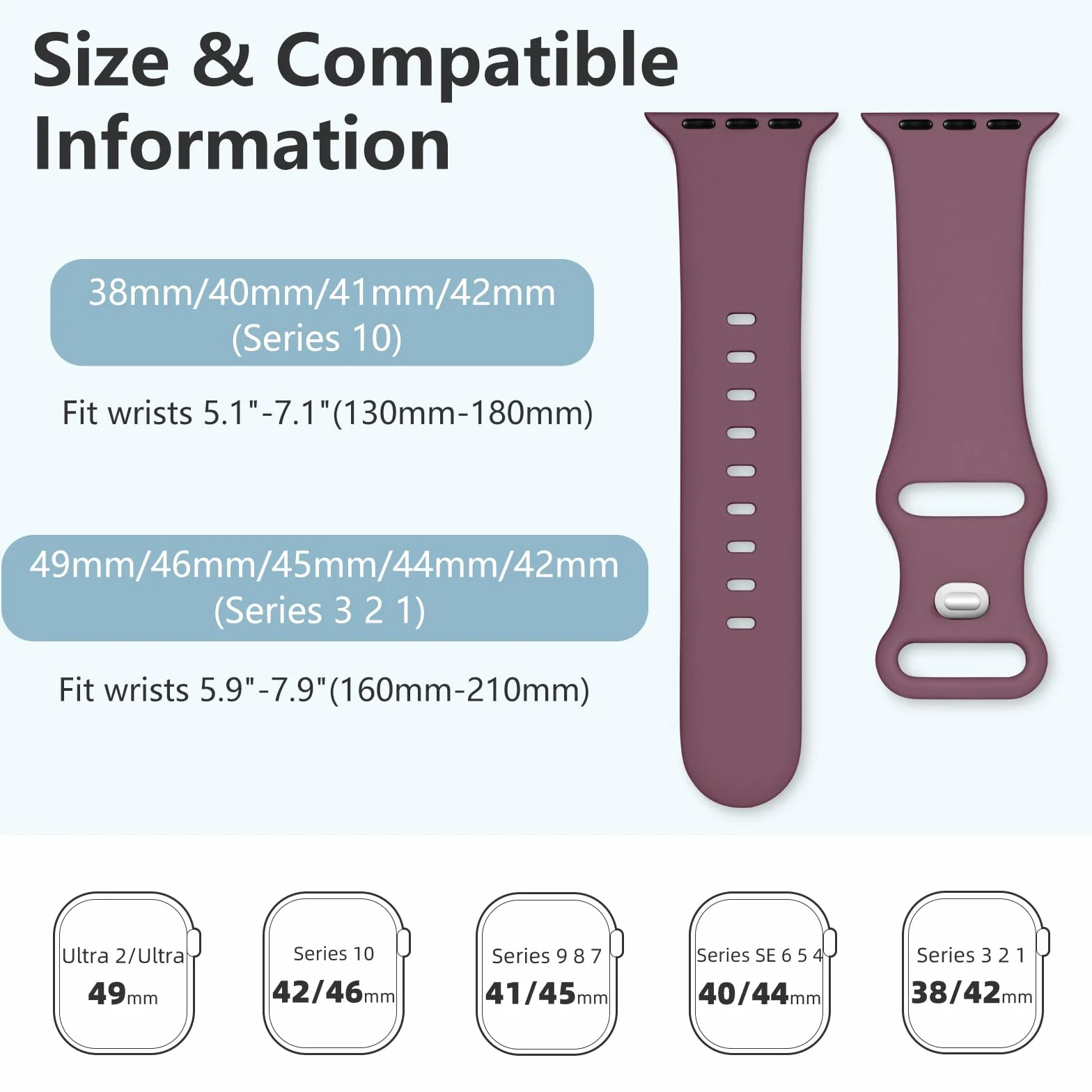 Dirrelo Pasek kompatybilny z Apple Watch 42 mm, 41 mm, 40 mm, 38 mm, 46 mm, 45 mm, 44 mm, 42 mm, 49 mm, dla kobiet i mężczyzn, miękki silikonowy pasek sportowy do iWatch SE Ultra 2 Series 10 9 8 7 6 5