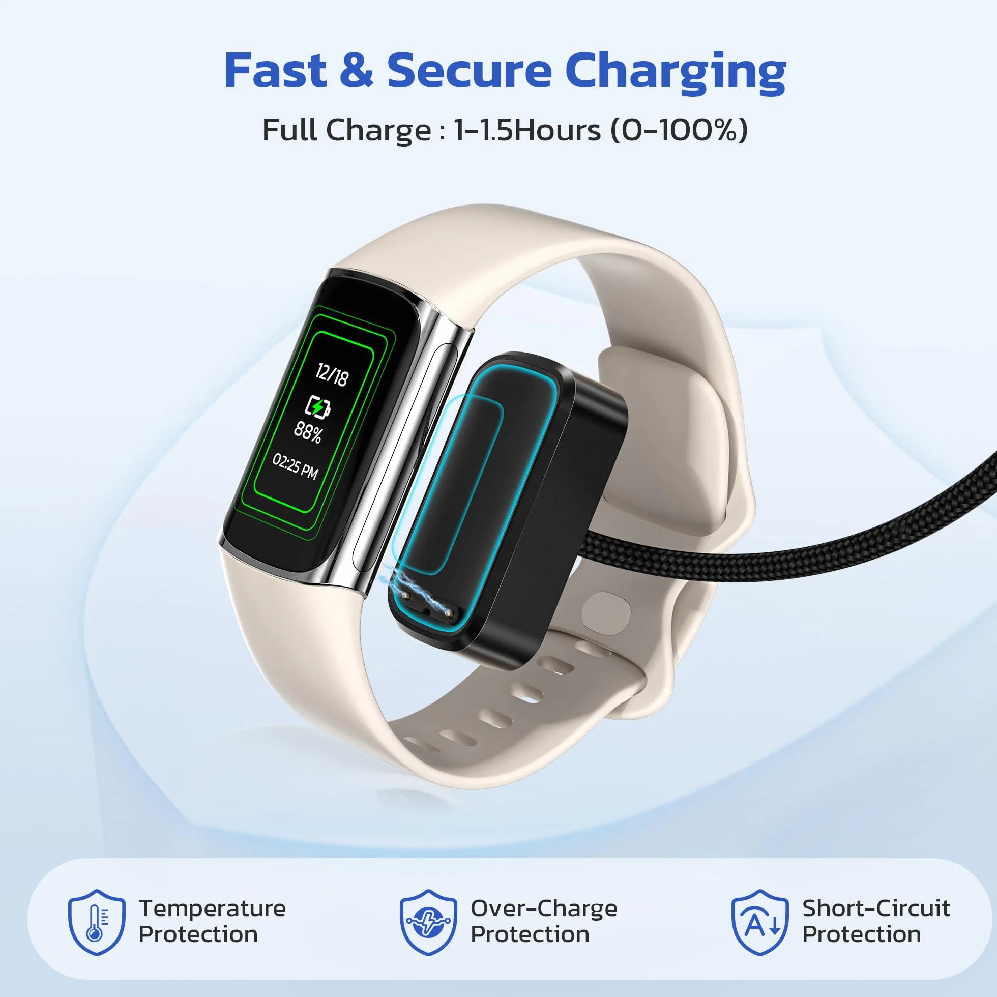 RUXELY USB-C do Fitbit Charge 6/5/Luxe adapter kabla ładowarki | Przenośny zamiennik przewodu ładującego typu C do Fitbit Charge 6, Charge 5, Luxe, kompaktowy i wygodny