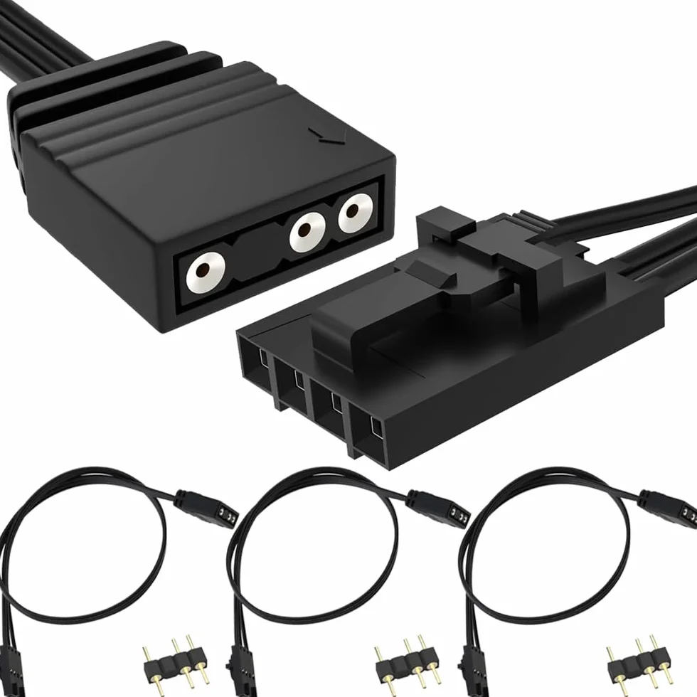 Xiatiaosann Kabel adaptera RGB z 4 pinami na 3 piny do Corsair RGB, 5 V 3-pinowy kabel przyłączeniowy ARGB, Lighting Node CORE, Commander CORE i iCUE Commander CORE XT (10 cm/3,94 cala, 3 szt.)