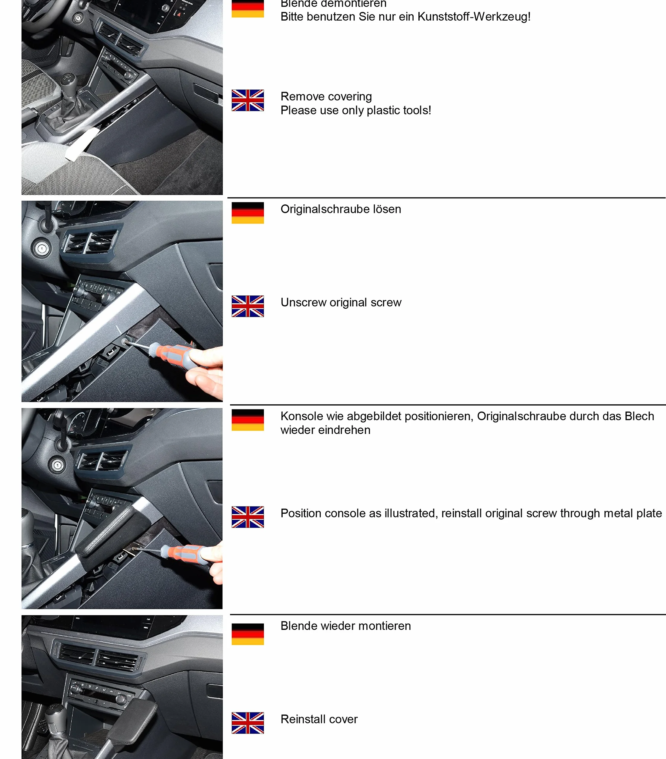 KUDA 3115 uchwyt ze sztucznej skóry czarny do VW Polo VI (AW) od 09/2017 (MU)