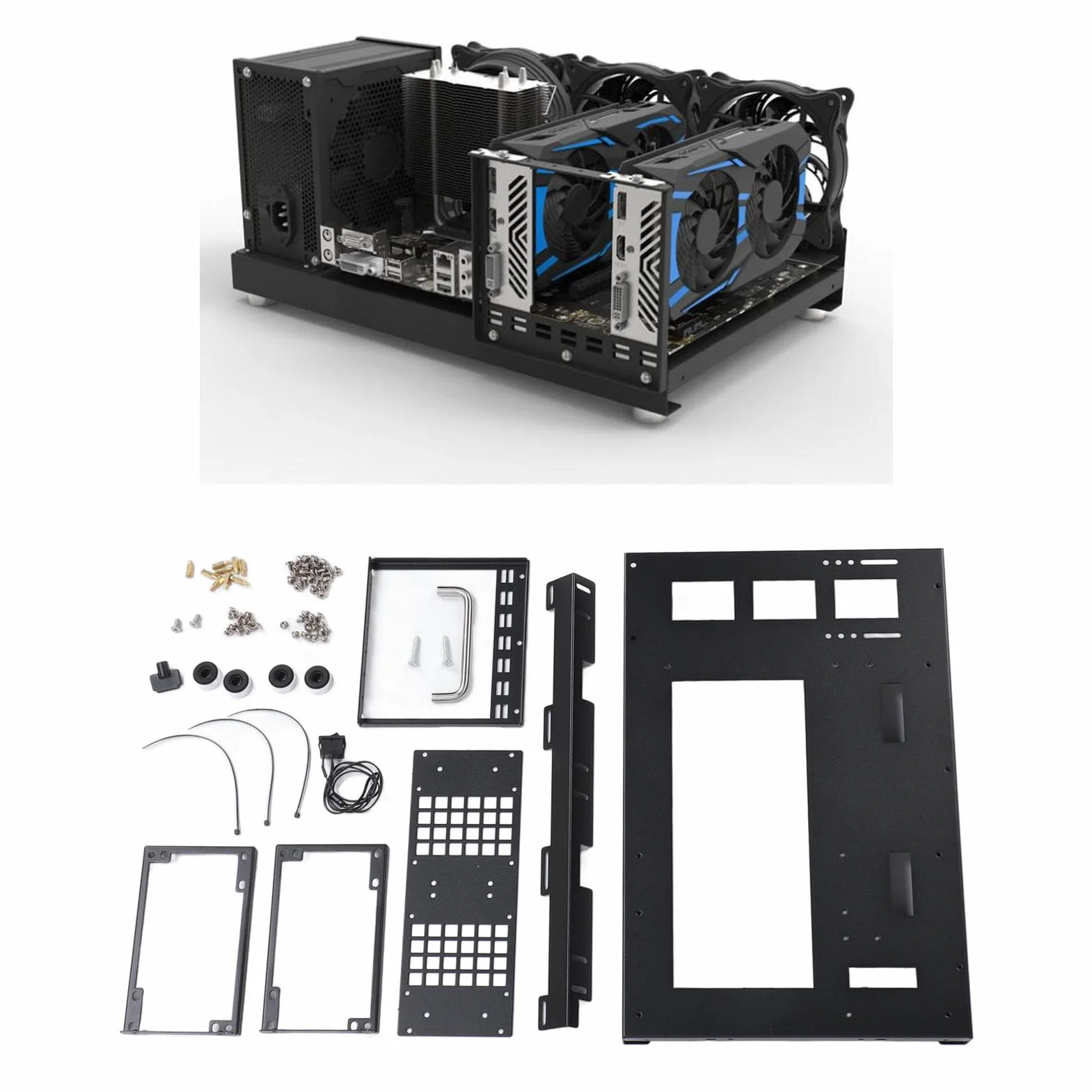 Obudowa Komputera do Gier DIY, Otwarta Obudowa ATX do Płyt Głównych ATX M ATX ITX, Otwarta Rama Obudowy Komputera do Gier z Uchwytem, ​​Akcesoria do Płyt Głównych SSD