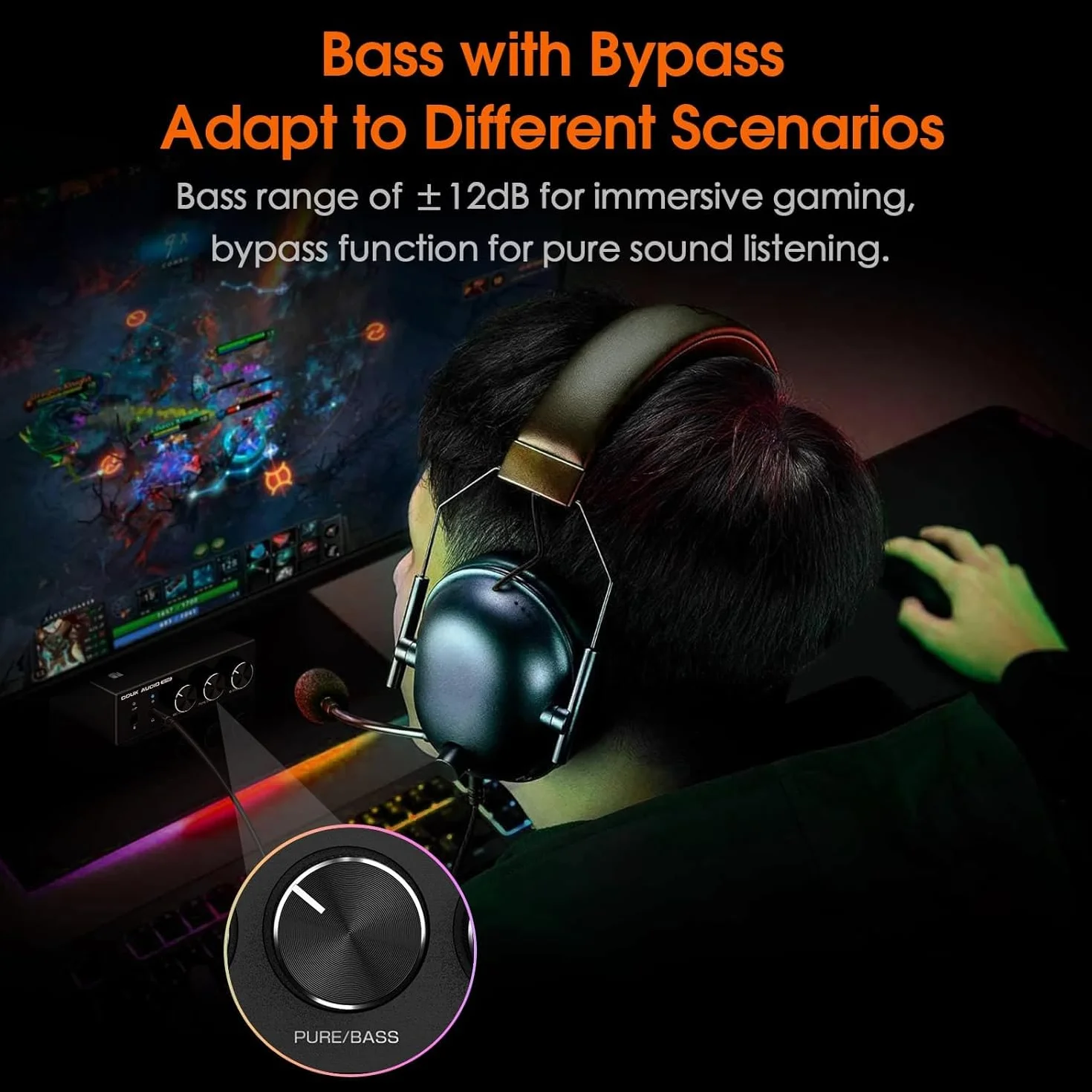 Mini Stereo Gaming DAC z wejściem mikrofonu: wzmacniacz słuchawkowy, USB/optyczny przetwornik D/A, 32-bit/192 kHz audio o wysokiej rozdzielczości do PC, PS4, Xbox, Switch (Douk Audio Q2Pro)