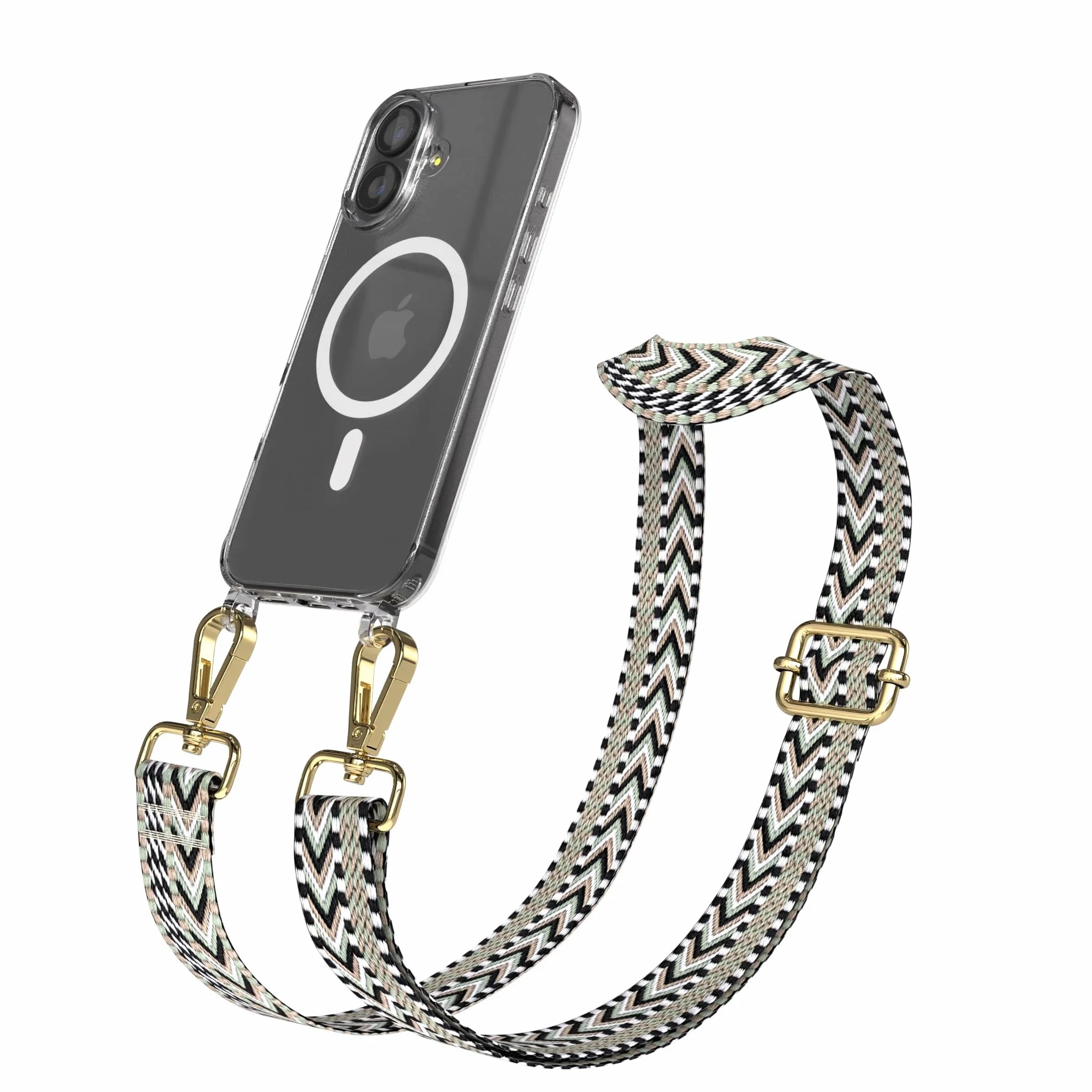 EAZY CASE Łańcuszek na telefon komórkowy – regulowany pasek do torebki kompatybilny z iPhone 17, pasek na ramię, sznurek do telefonu komórkowego z silikonowym etui, kompatybilny z Qi Charging, torba
